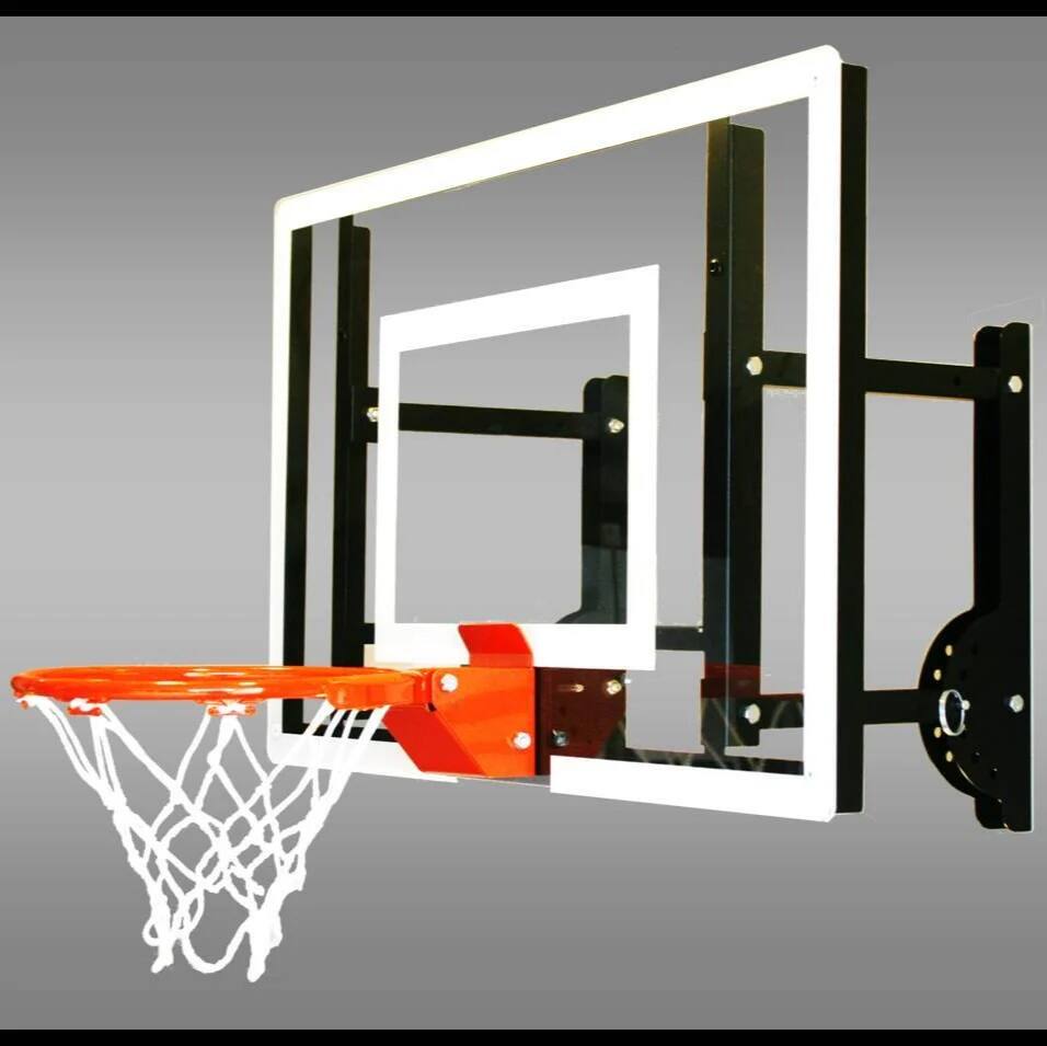 Alt View 1. RAMGOAL - Wall Mounted Indoor Adjustable Mini Basketball Hoop with Ball | 24" Shatter Resistant Backboard with Breakaway Rim - Gray.