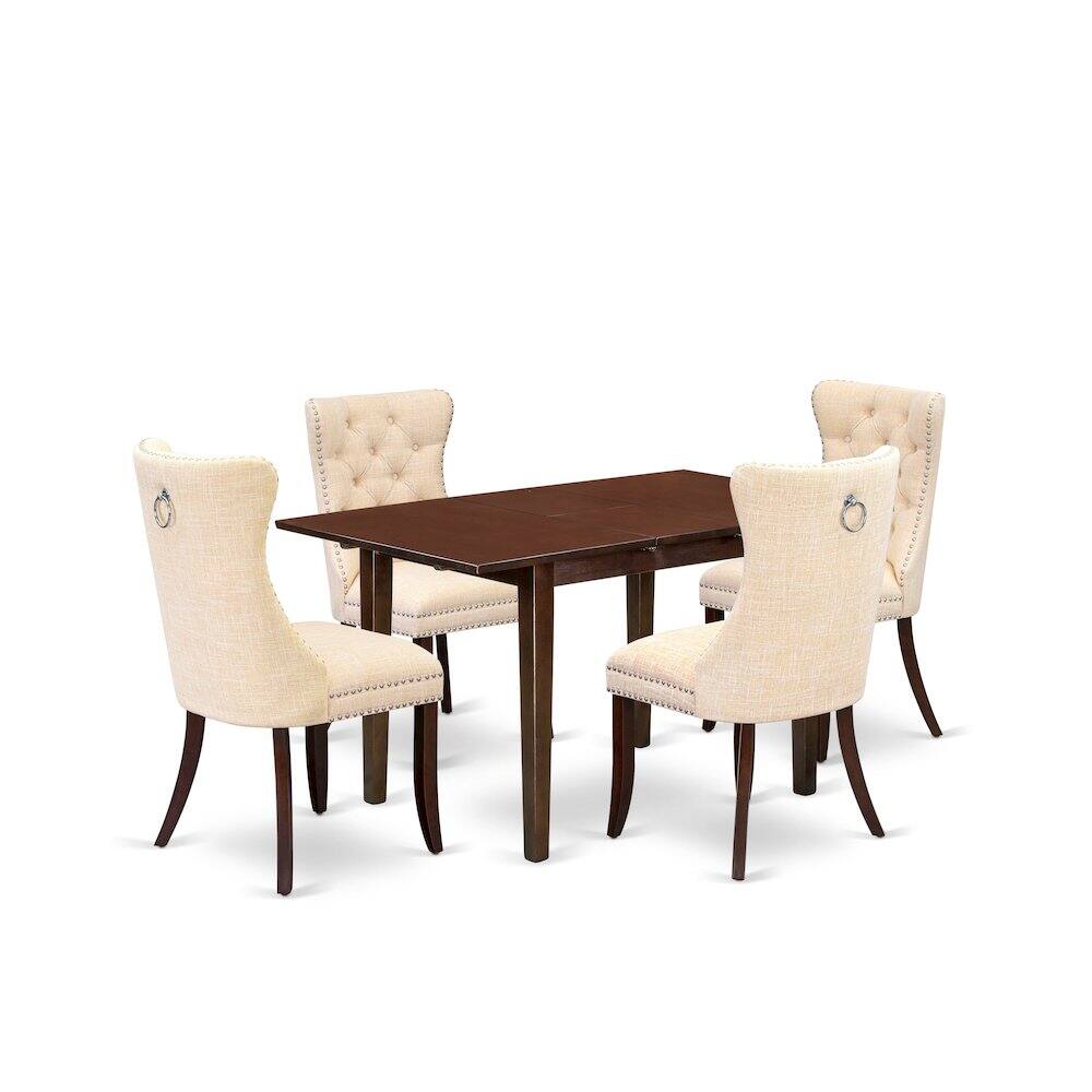 Back. East West Furniture - 5 Piece Dining Set Consists of a Rectangle Wooden Table with Butterfly Leaf - Red.