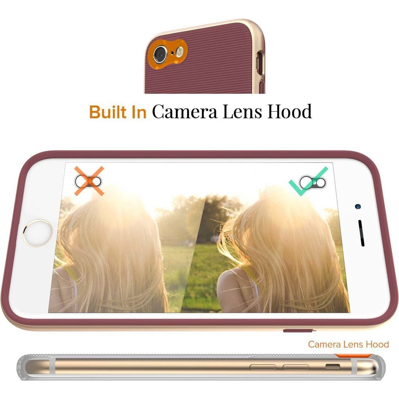 Alt View 14. SaharaCase - Trend Series Case for Apple iPhone 7, 8, SE (3rd Generation 2022) - Plum Red.