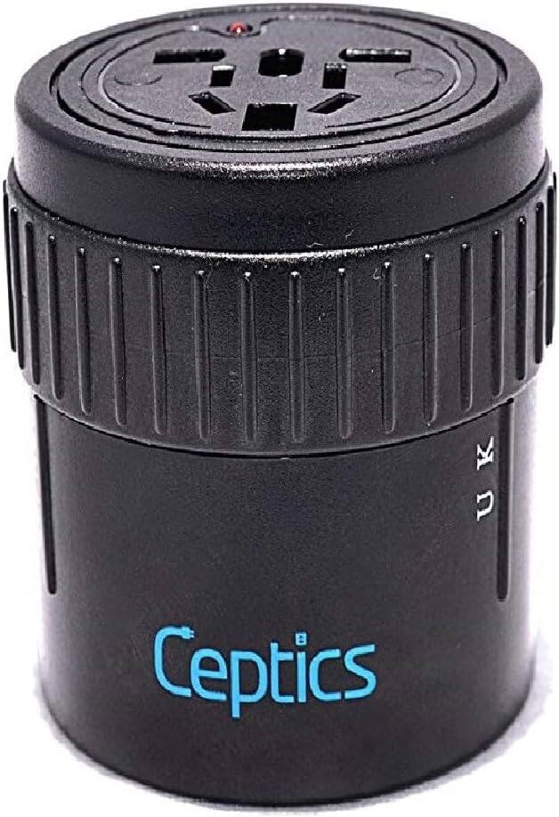 Front. Ceptics - Ceptics World Travel Adapter - International Plug for Europe, UK, China, Australia, Italy & More – CE Certified - Black.