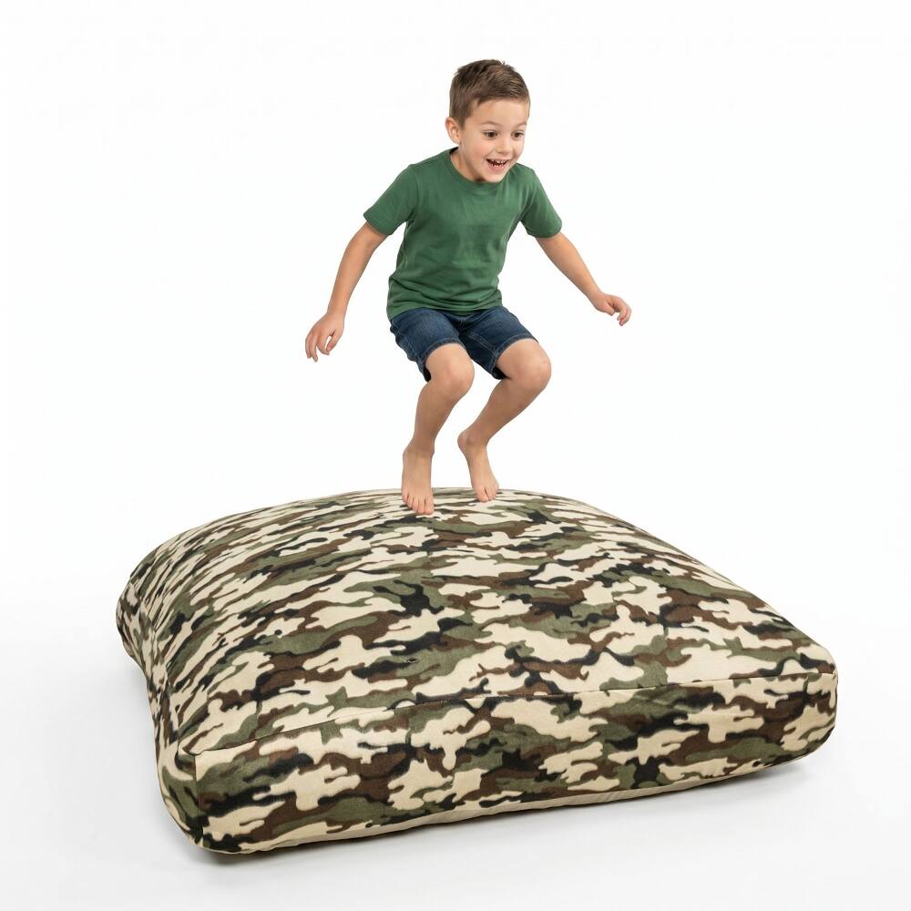 Front. Loheer - Loheer 60x60 sensory crash pad Washable Fleece Landing Mat Foam Block Filled Beige - Beige Multi.