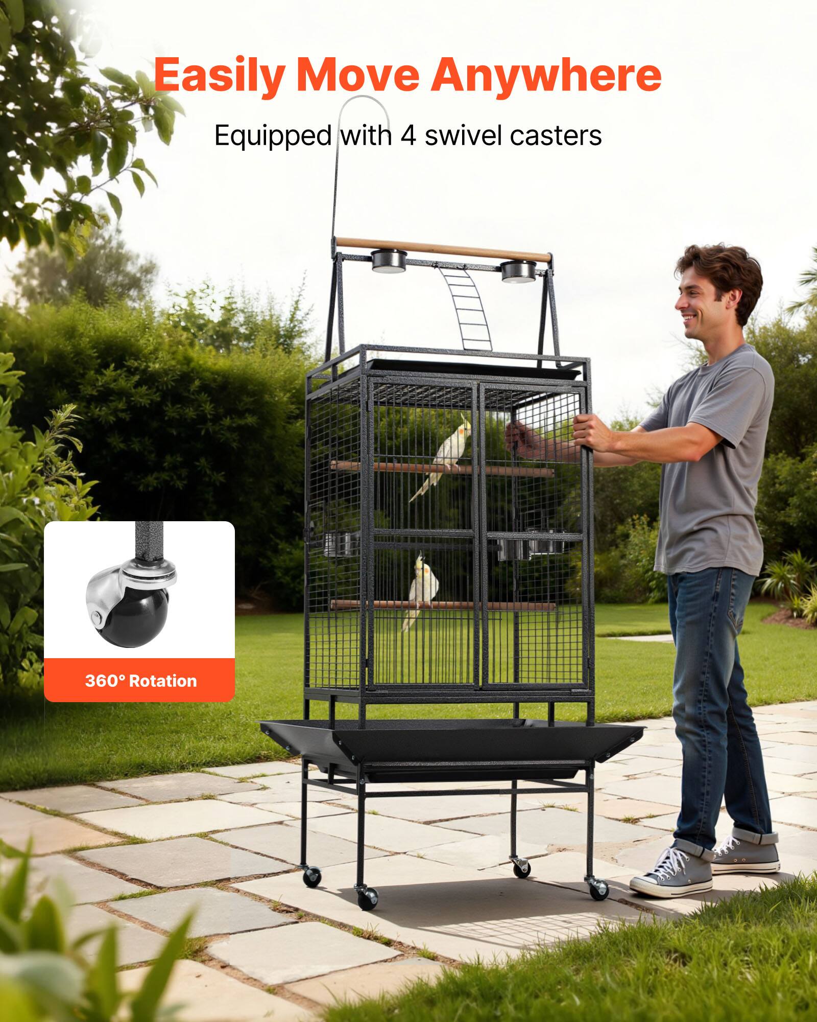 Easily Move Anywhere  
Equipped with 4 swivel casters  
360° Rotation
