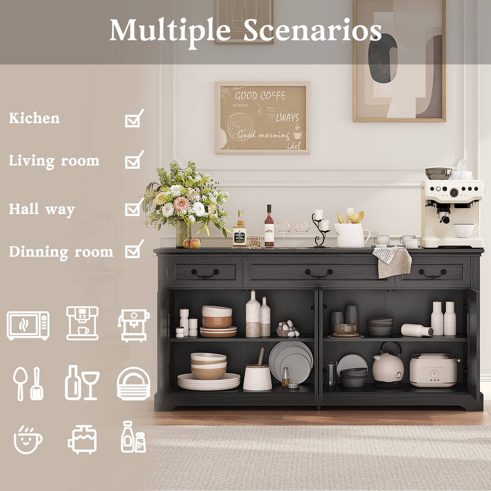 Multiple Scenarios  
Kitchen  
Living room  
Hall way  
Dining room  
GOOD COFFEE RESTAURANT ALWAYS Good morning idel  
9.99