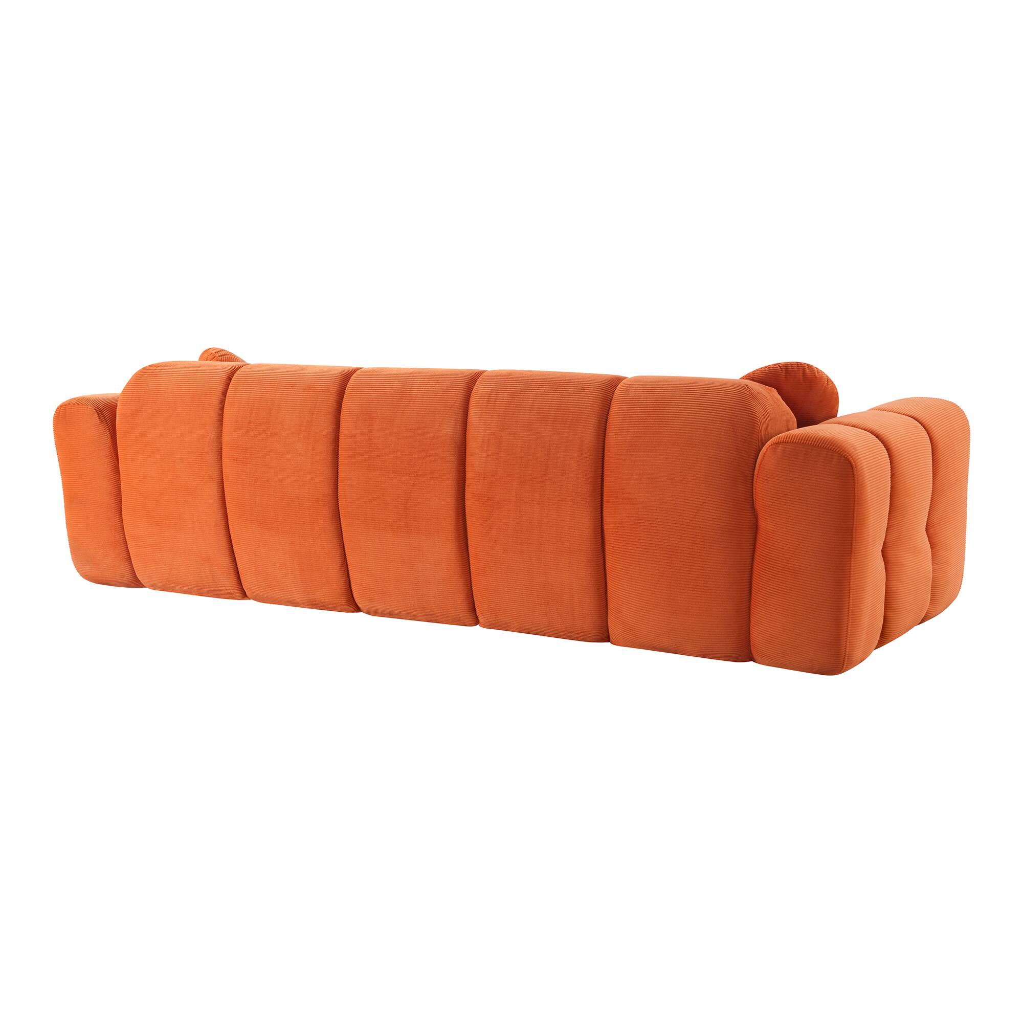 Alt View 3. Boyel Living - 98.4-Inch Corduroy 3-Seat Cloud Floor Sofa with 2 Pillows - Orange.