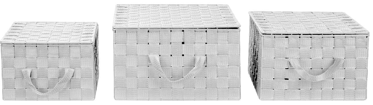 Alt View 1. Sorbus - Sorbus Set of 3 Storage Baskets for Organizing with Lid, Mesh, Linen, Organizer Storage Baskets for Shelves - White.