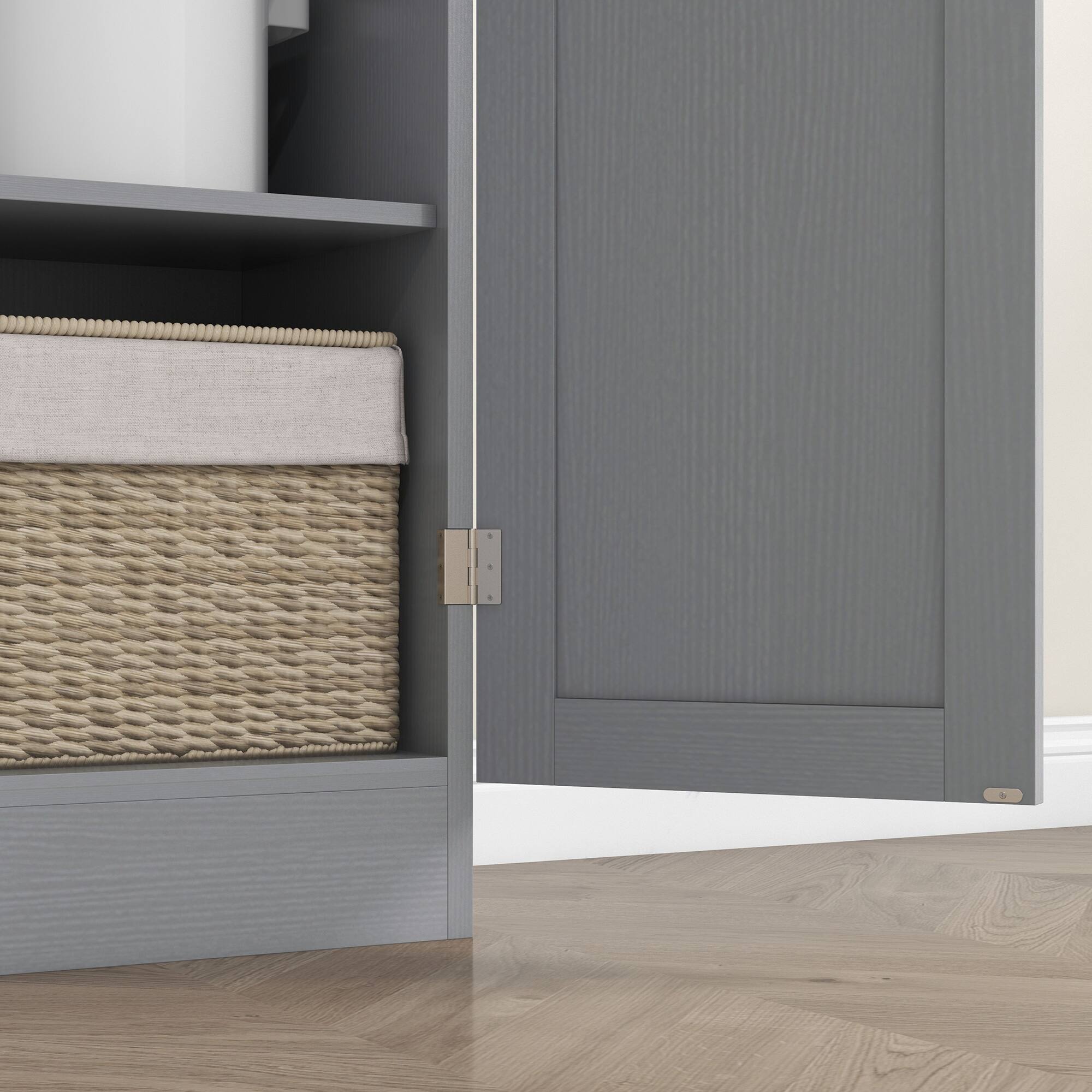 Alt View 8. Homcom - 67" Freestanding Kitchen Pantry, 4-Door Storage Cabinet Organizer with Adjustable Shelves, Doors and Shelves - Gray.