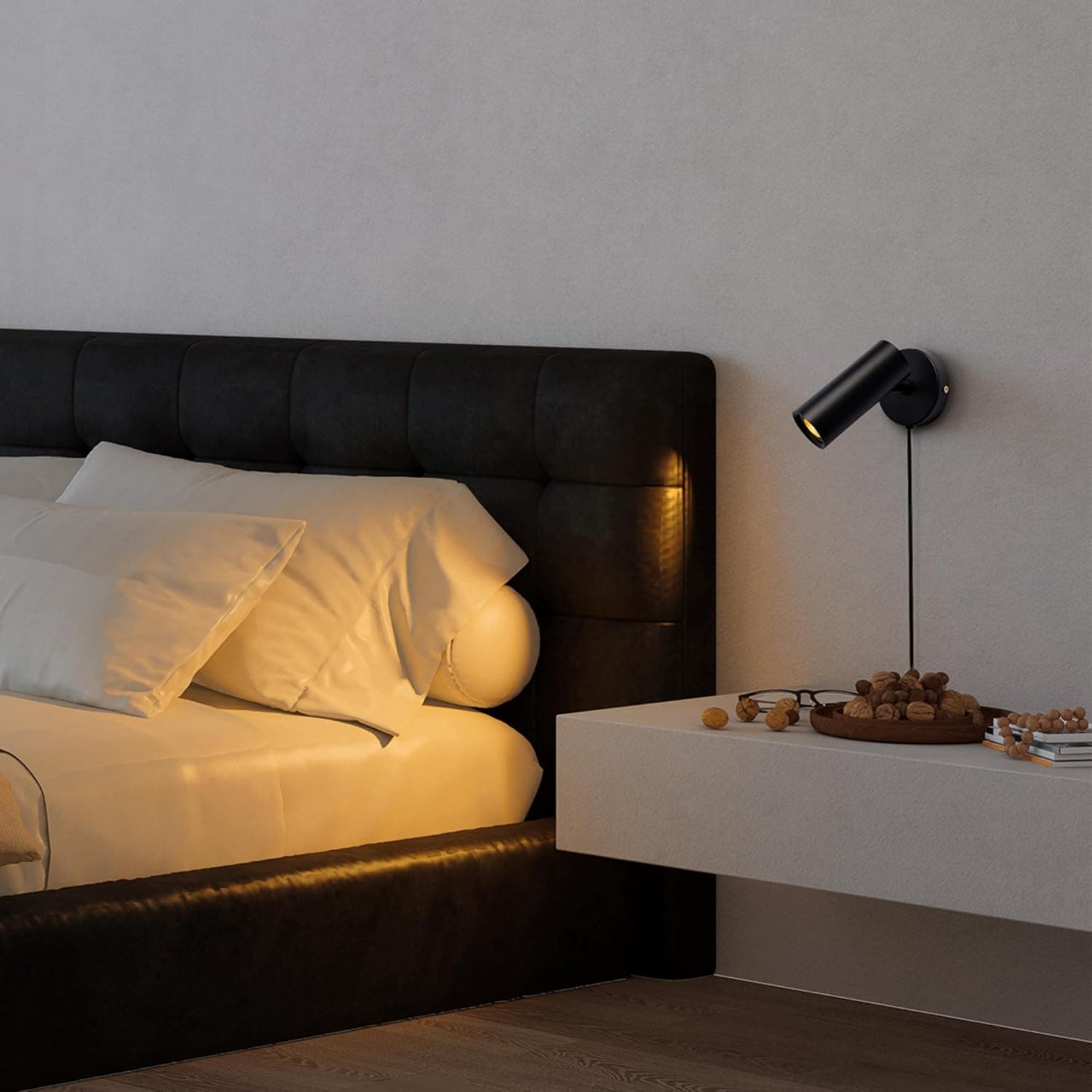 Alt View 4. FINEAK - 7W Plug-in Adjustable GU10 Spotlight with On/Off Switch (Black).