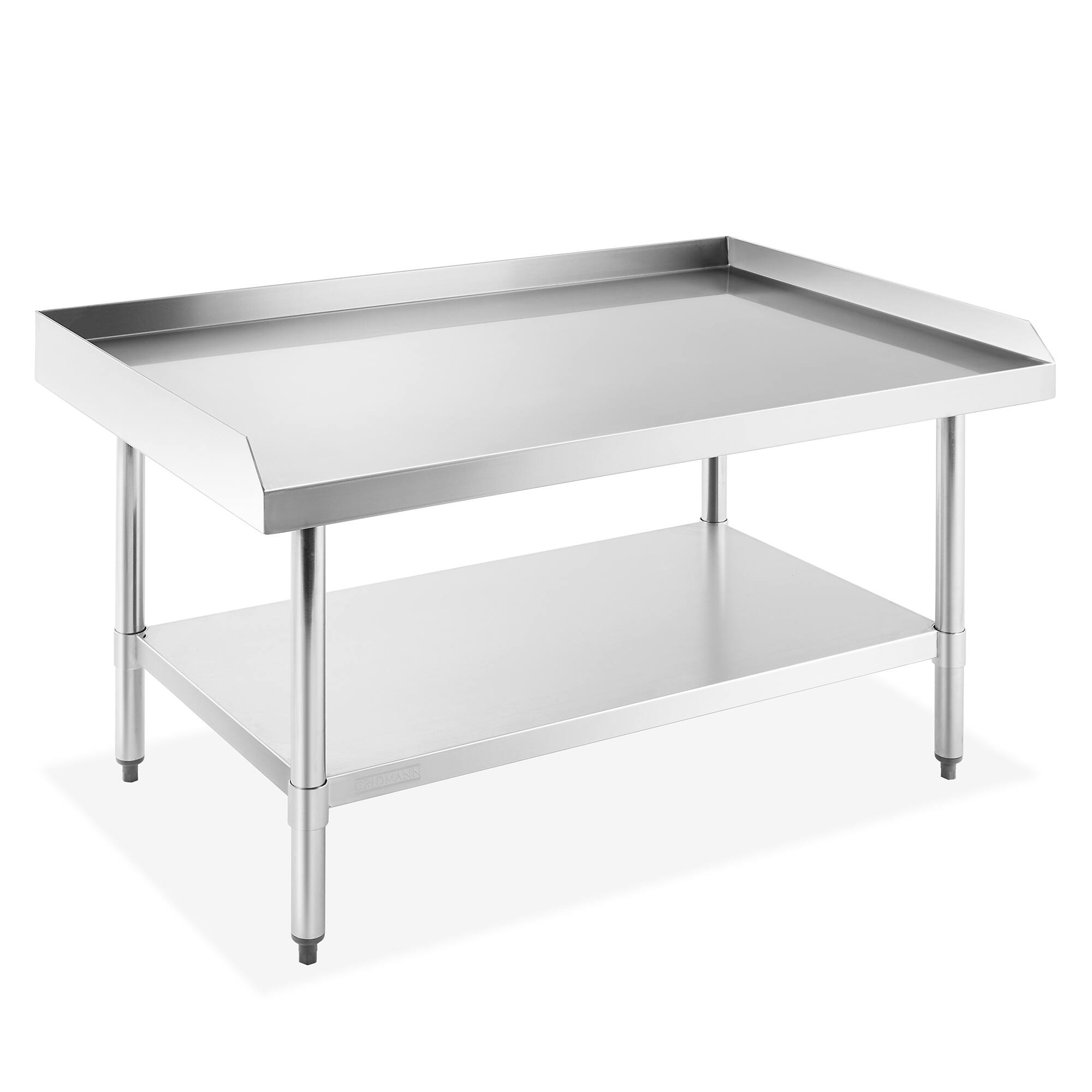 Front. GRIDMANN - 48 x 30-in Stainless Steel NSF Grill Table with Undershelf - Silver.