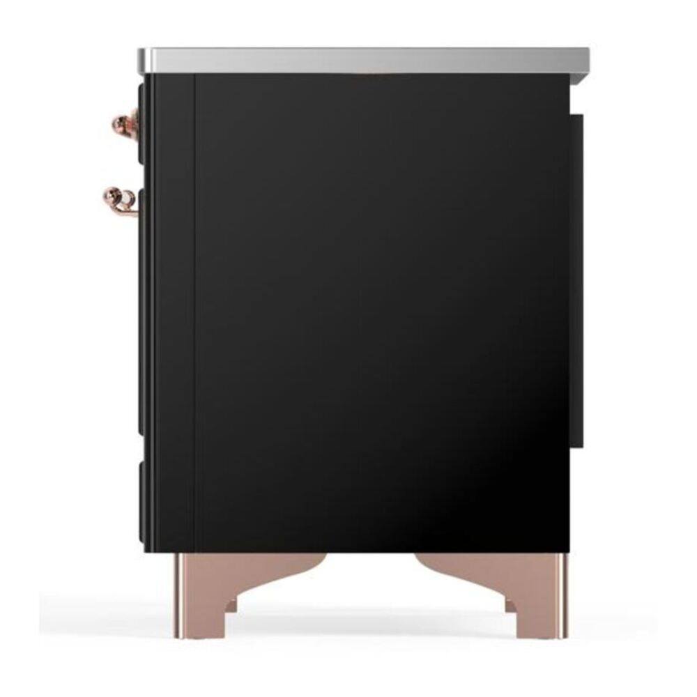 Alt View 4. ILVE - ILVE Majestic II 36 inch Induction Range with 5 Elements (Glossy Black, Copper Trim) - Glossy Black.