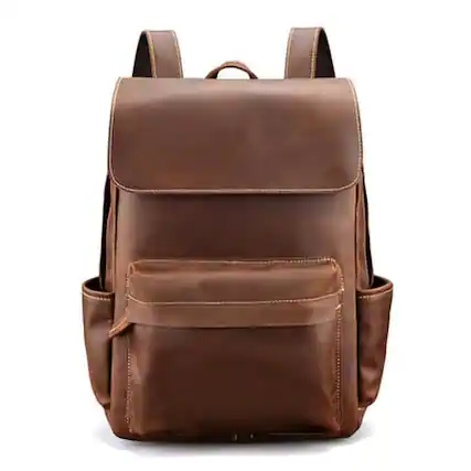 Front. Steel Horse Leather - The Helka Backpack | Genuine Vintage Leather Backpack - Brown.