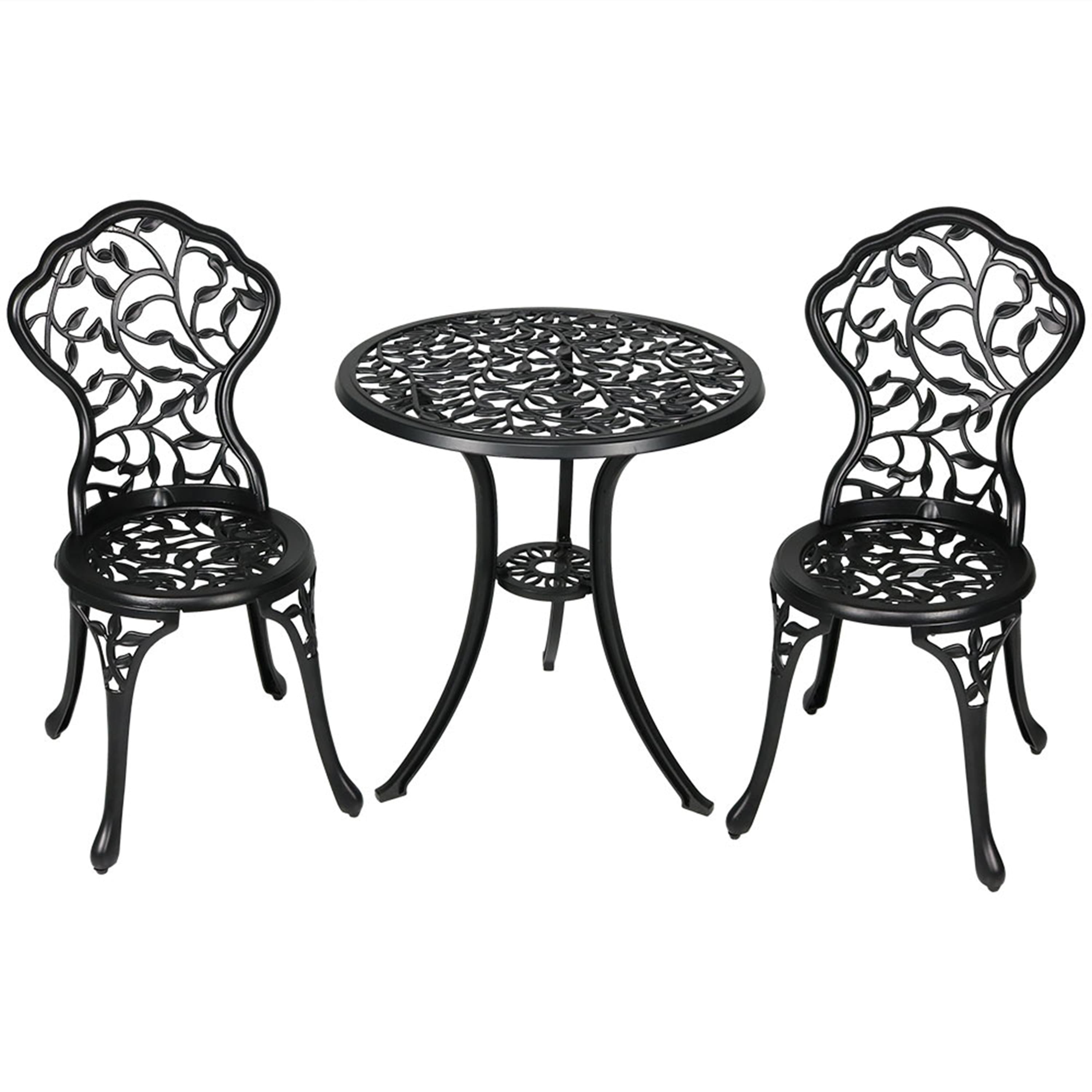 Sunnydaze - Cast Aluminum 3-Piece Patio Bistro Set - Black