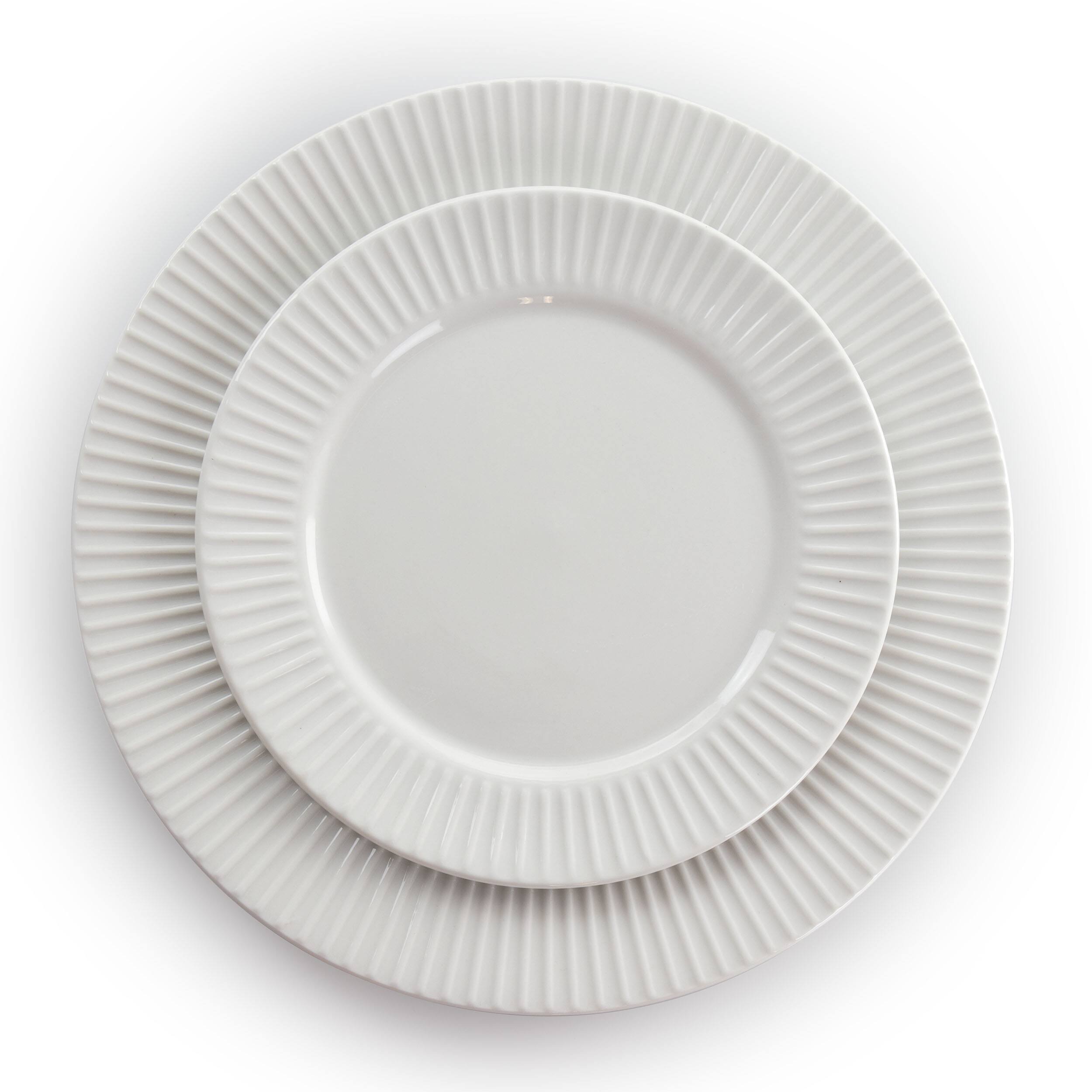 Alt View 9. Elama - Elama Elle 18 Piece Porcelain Dinnerware Set with 2 Large Serving Bowls in White - White.