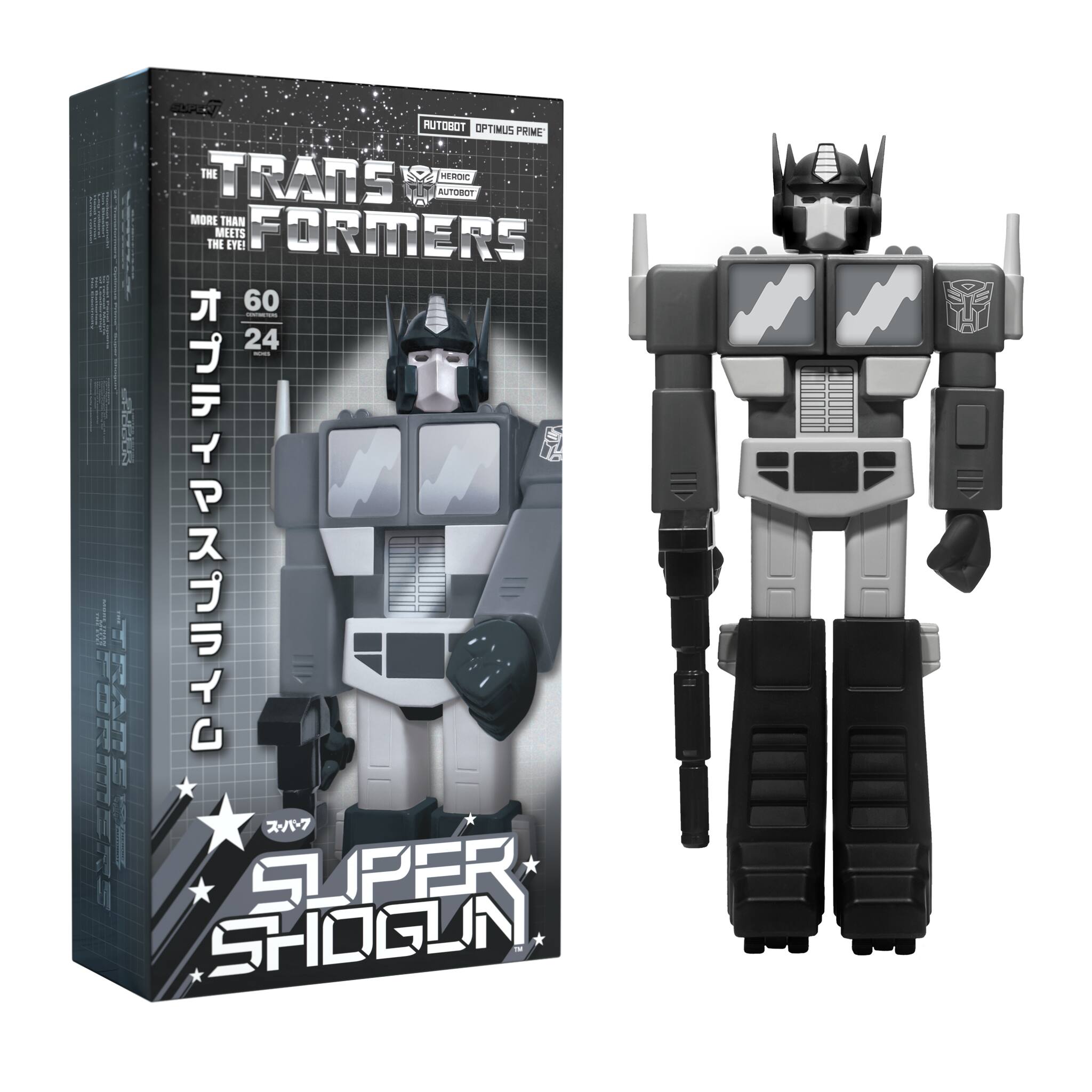 Angle. Super7 - Super Shogun 20 in Plastic Transformers Figure - Fallen Optimus Prime.