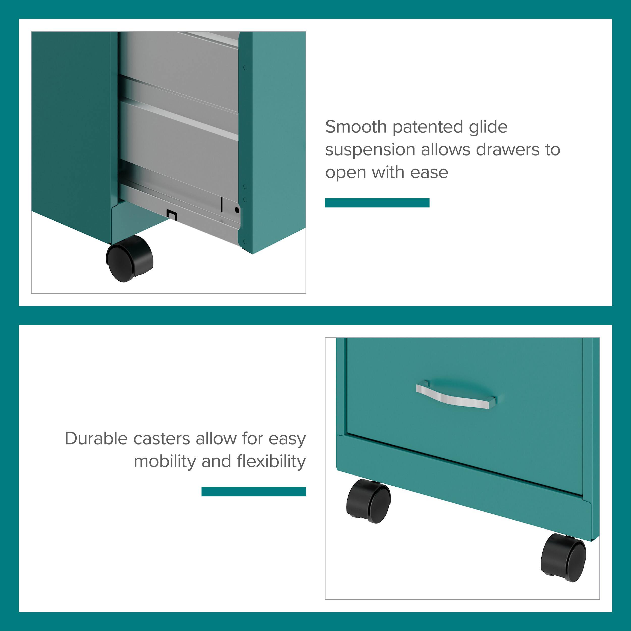Smooth patented glide suspension allows drawers to open with ease

Durable casters allow for easy mobility and flexibility