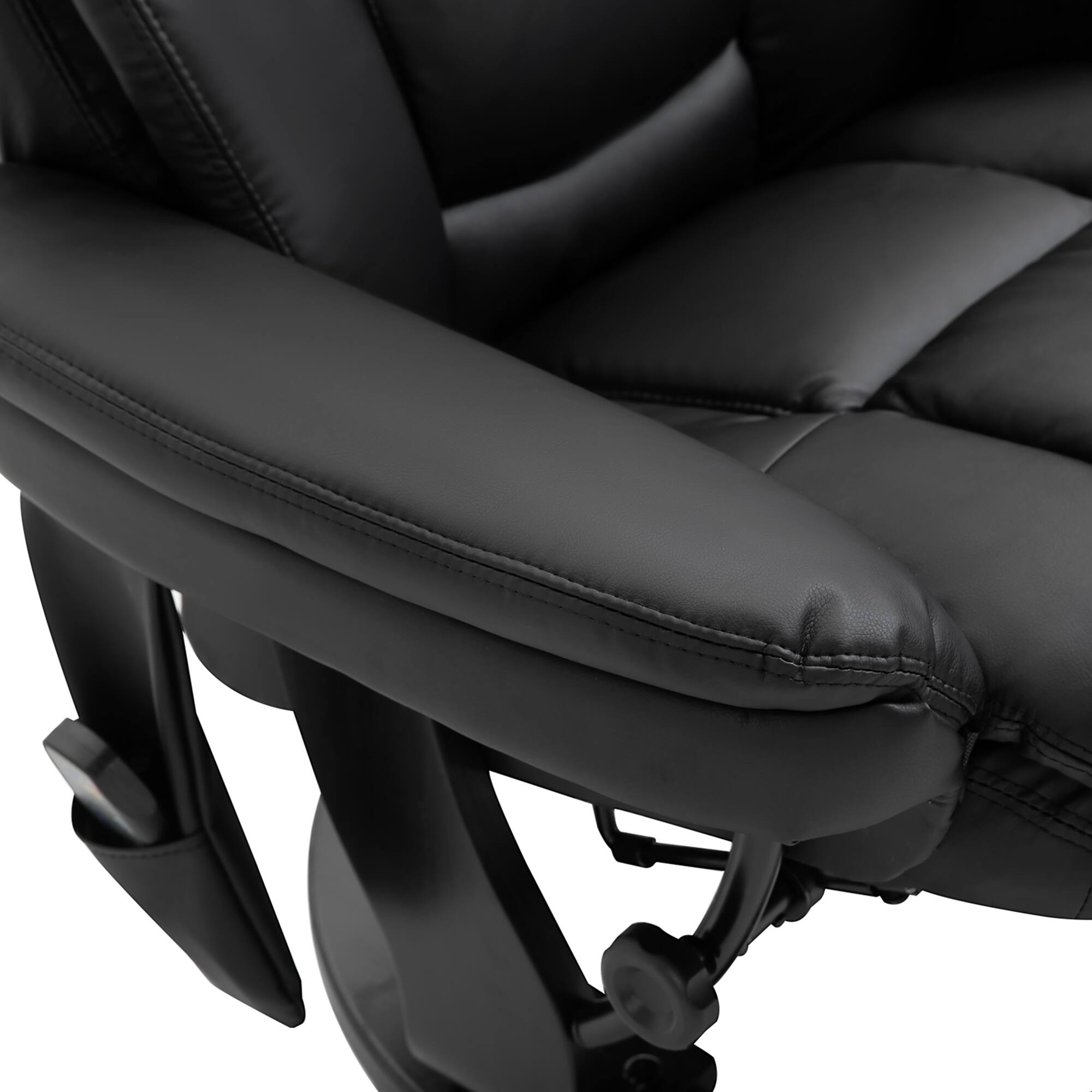 Alt View 8. Homcom - PU Leather Massage Recliner w/Ottoman: 10 Point Vibration Swiveling Armchair - Black.