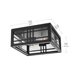 Elegant Lighting - Harley 11 inch Outdoor Flush Mount Ceiling Light in Black - Black And Clear
