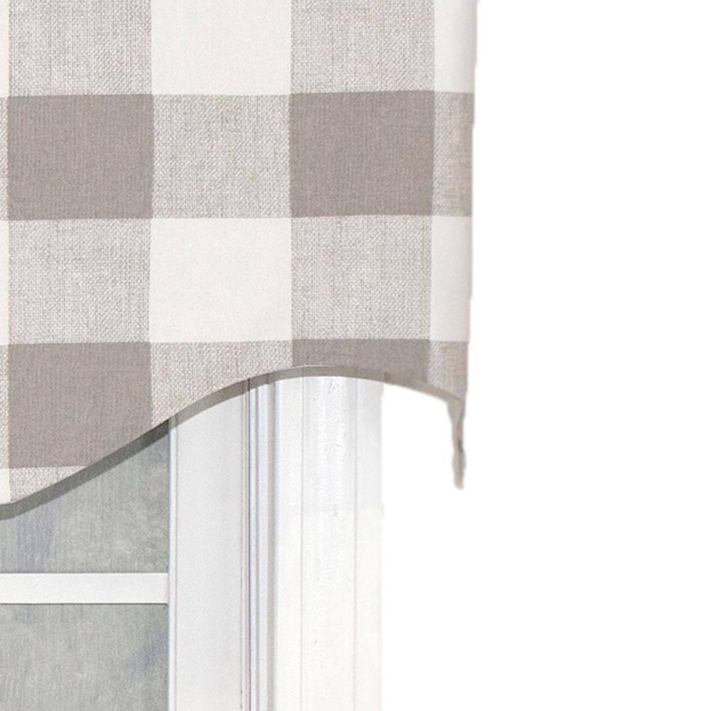 Left. RLF Home - RLF Home Grande Check Regal Style 3" Rod Pocket Valance 50" x 17" Taupe - Taupe.