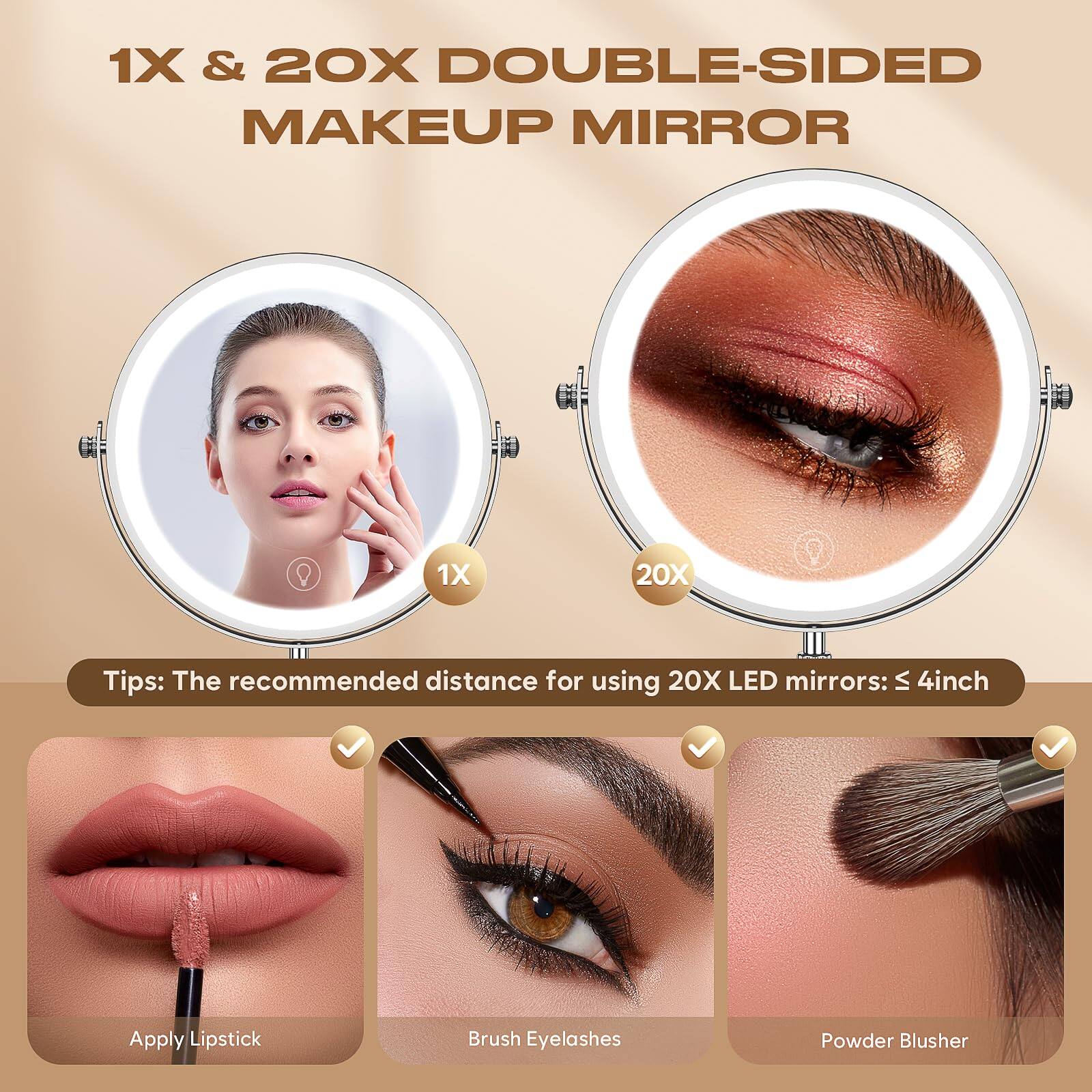 Alt View 2. Cedar Assembly - Mirror Lighted Magnifying Rechargeable Vanity Makeup Multi-Color Double-Sided for Women Men Gift - Antique Bronze.