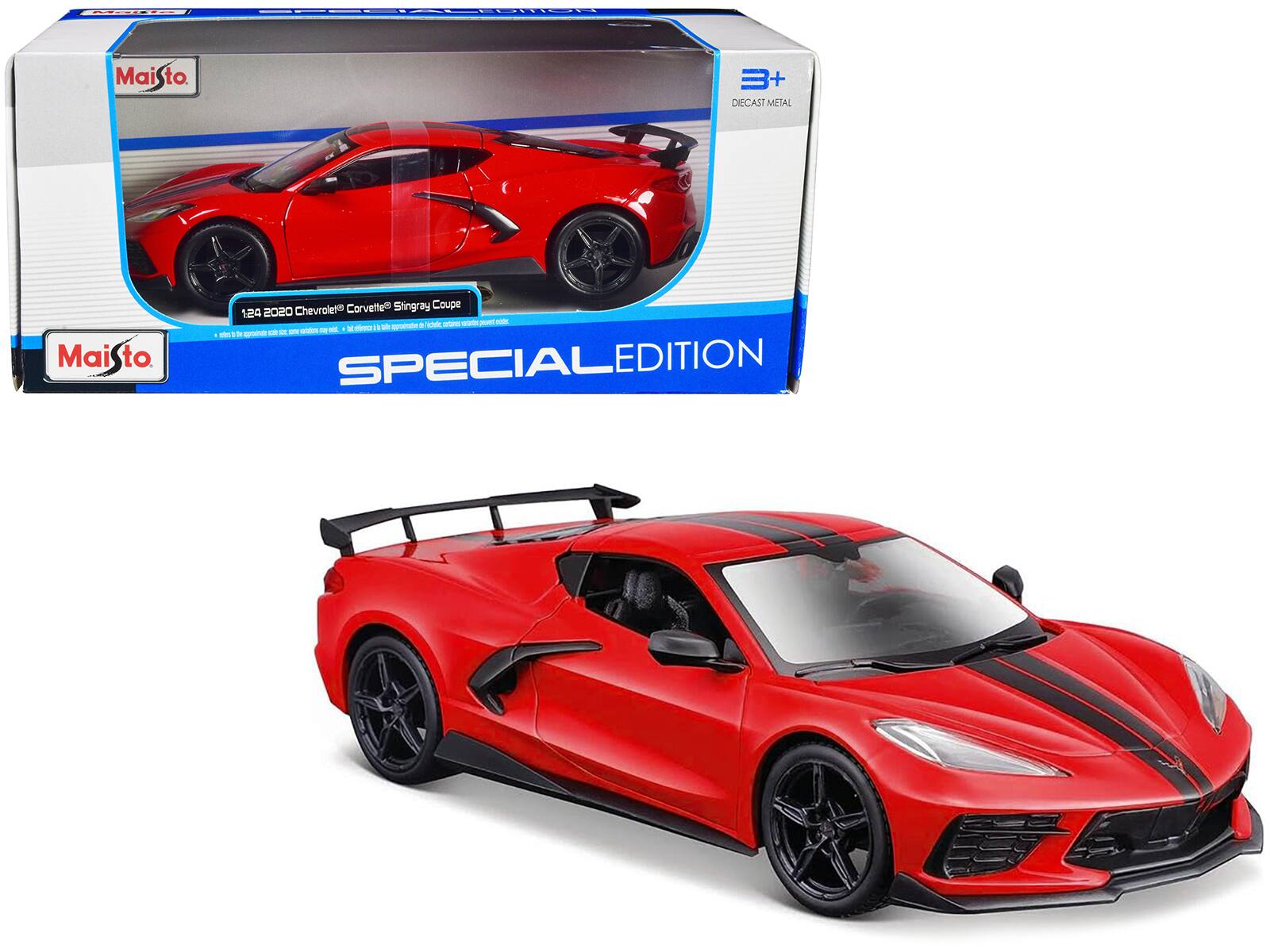 "2020 Chevrolet Corvette Stingray Coupe Red with Black Stripes ""Special Edition"" Series 1/24 Diecast Model Car by Maisto" price history on PriceWatchPro