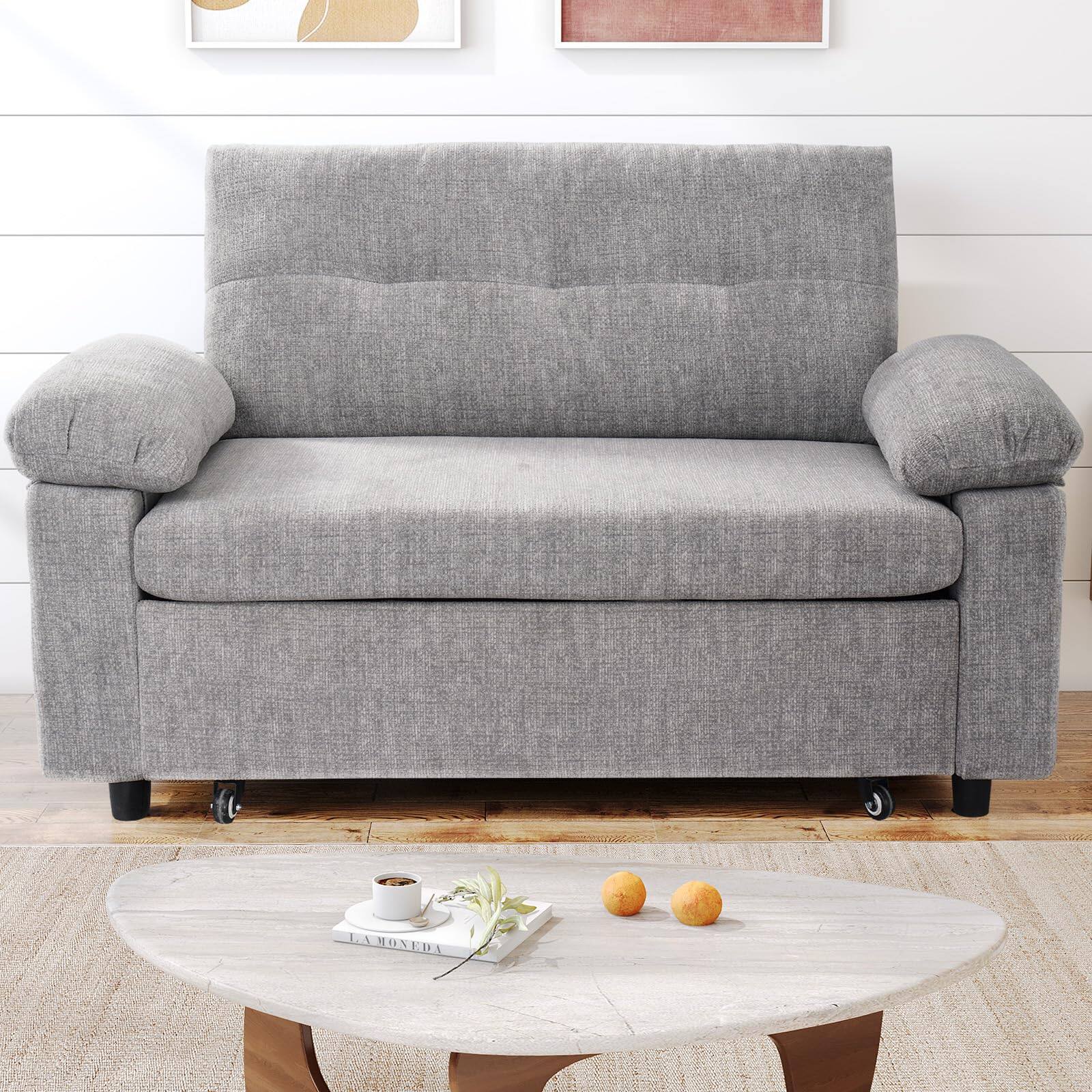 Alt View 4. Dyonery - 3 in 1 Convertible Sleeper Sofa Bed, Pull Out Couch Bed with USB Ports, Reclining Backrest, Side Pockets - Grey.