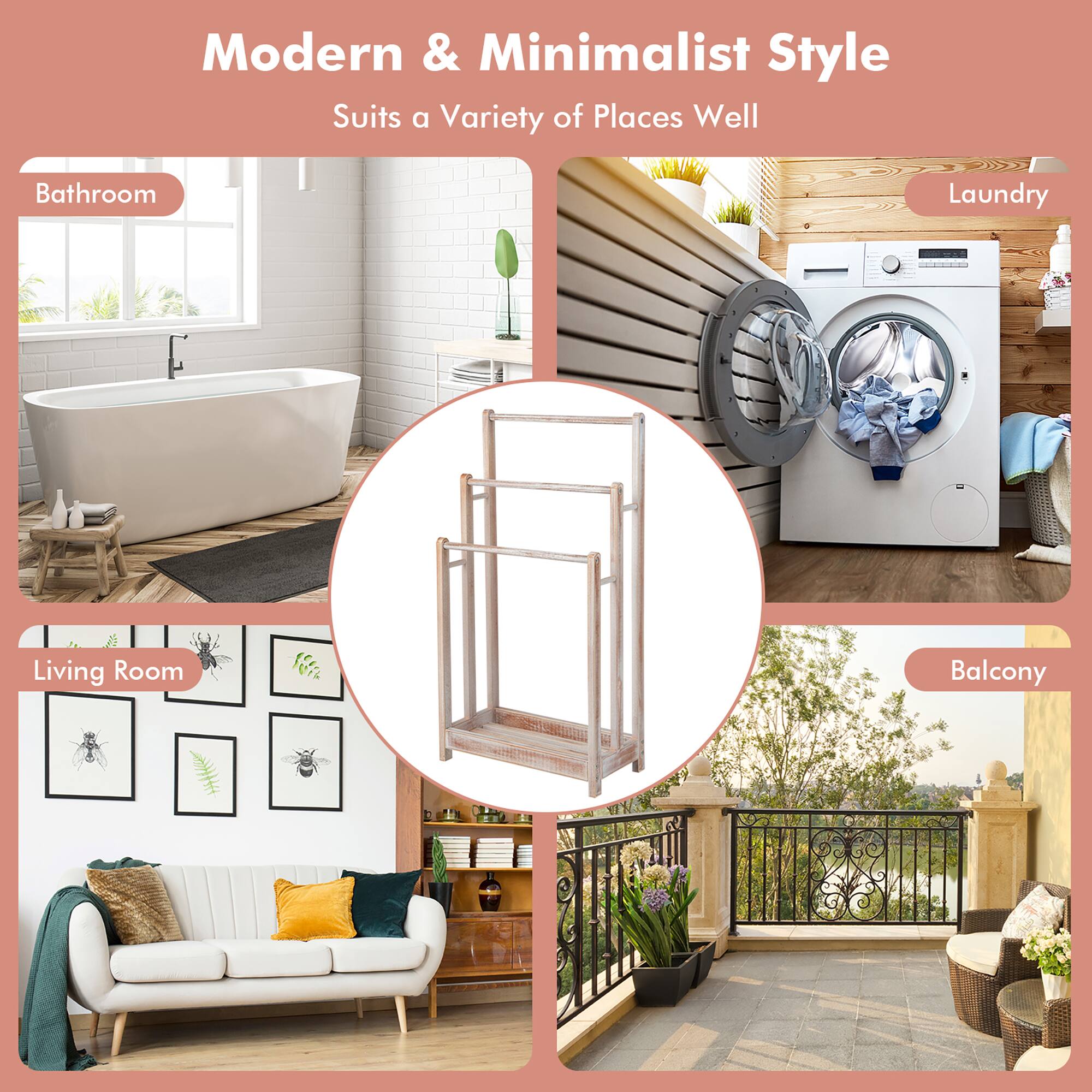 Modern & Minimalist Style  
Suits a Variety of Places Well  

- Bathroom  
- Laundry  
- Living Room  
- Balcony