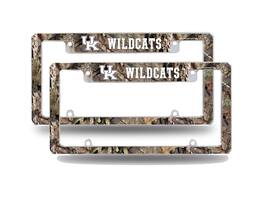Rico Industries - Kentucky Wildcats Chrome Metal (Set of 2) License Plate Frames with Bold Mossy Oak Camouflaged Camo Design - Multi