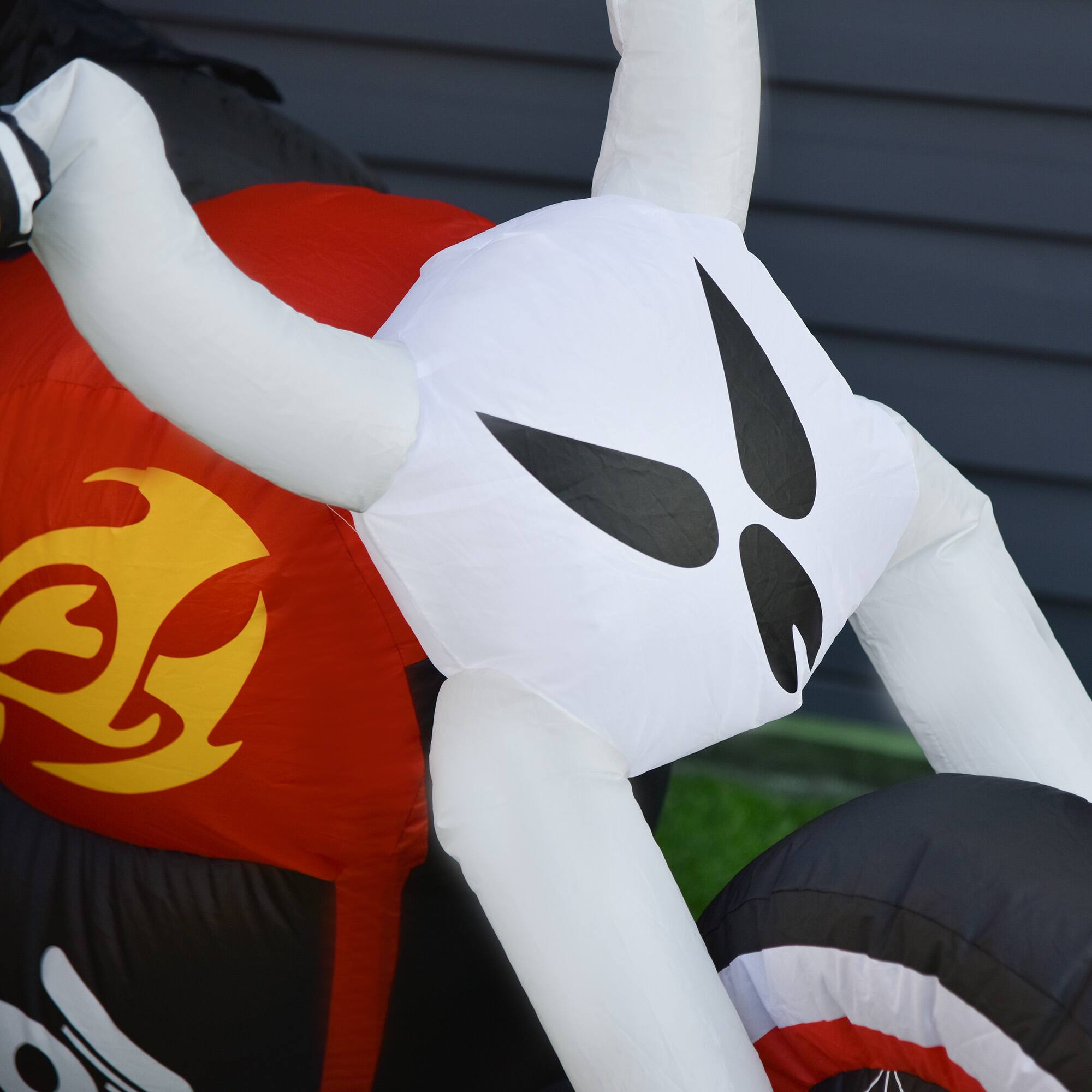 Alt View 8. Homcom - 7.5' W Halloween Inflatables Outdoor Decorations Grim Ghost Biker, Blow Up LED Yard Decor for Garden, Lawn, Party - multi-colored.