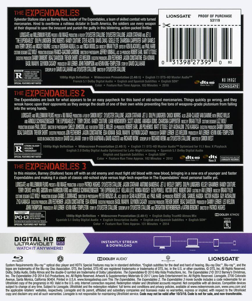 Alt View 1. The Expendables 1, 2 & 3: 3-Film Collection   - BLU-RAY.
