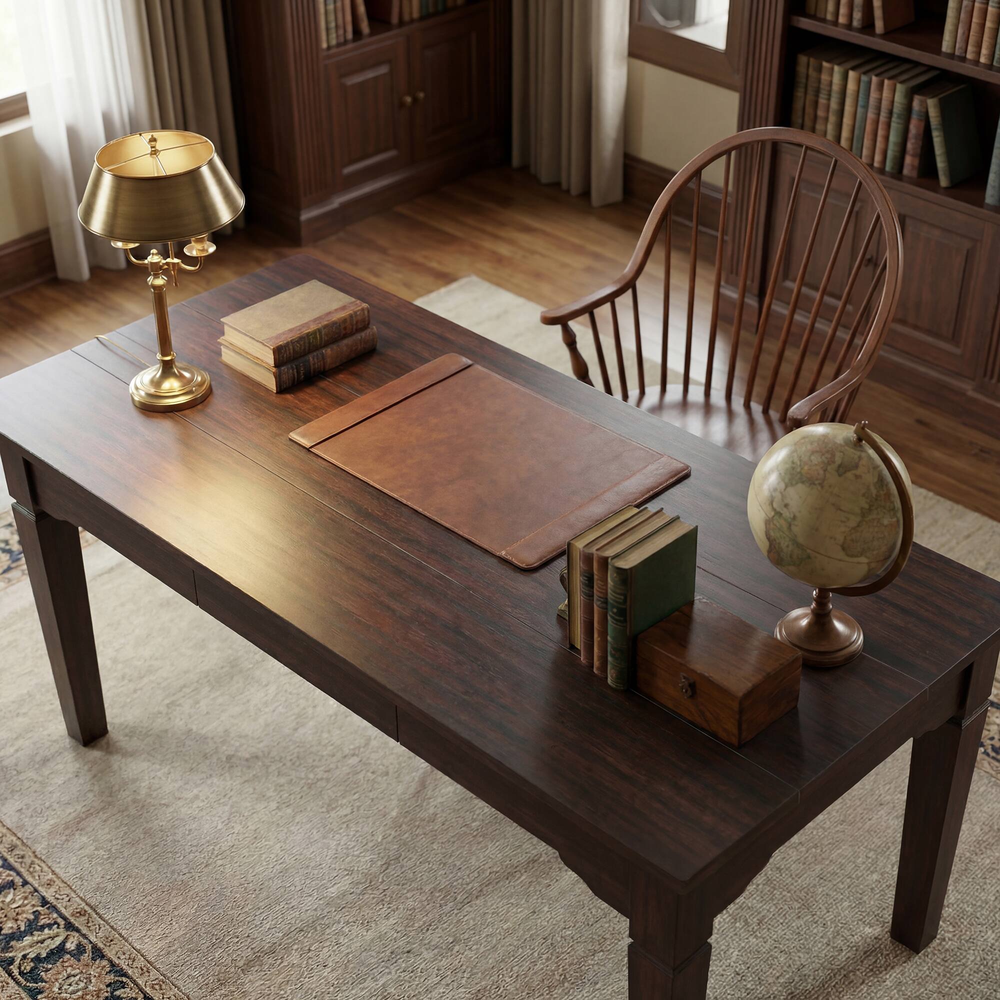 Alt View 2. Famapy - 6-Drawer Retro Desk & Dining Table – 69" Brown Woodgrain Multipurpose Workstation for Home Office, Study, or Kitchen - Brown.