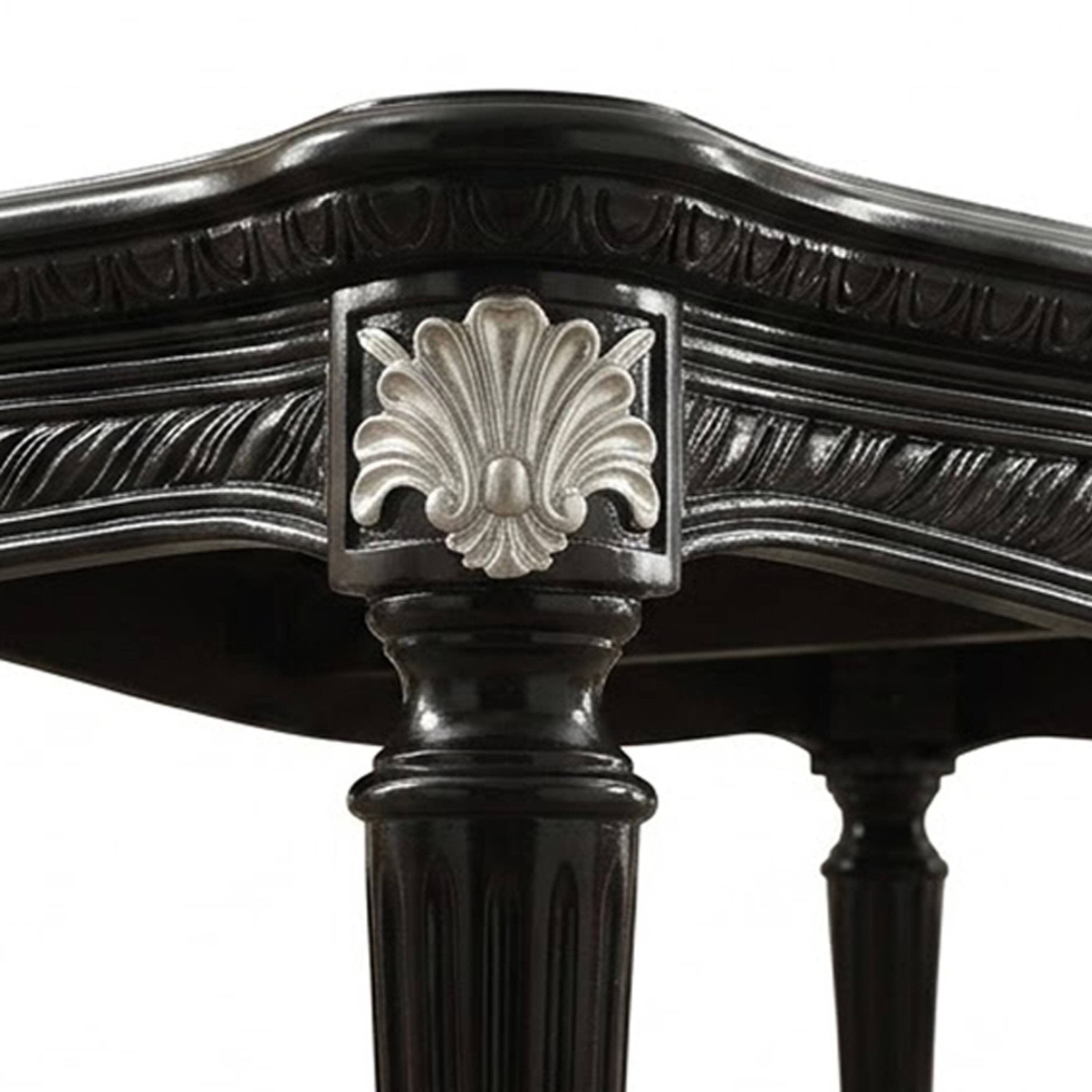 Alt View 2. Manhattan Lane - Traditional Rectangular Wooden Coffee Table with Scalloped Top - Black.