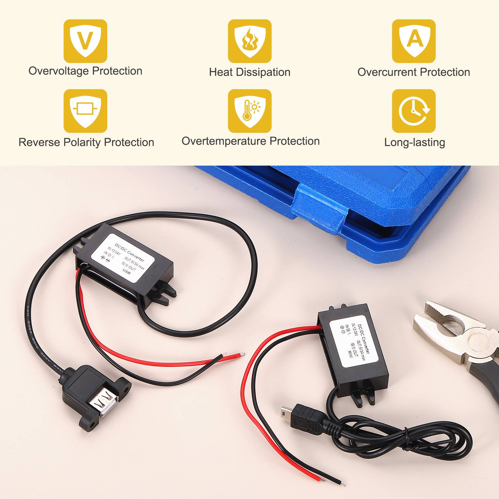 V A Overvoltage Protection Heat Dissipation Overcurrent Protection Reverse Polarity Protection Overtemperature Protection Long-lasting

DCDC Converter - MDUT

DCDC Converter
Input: 12V
Output: 5V 2A
Model: DC-12V5A
Made in China