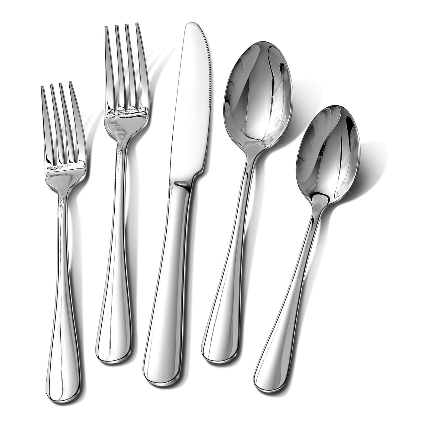 Dazzed Corner - Silverware Set, 40 Piece Stainless Steel Flatware Set for 8,Dishwasher Safe - Silver