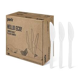 Perk - Eco Compostable PLA Knife, Medium-Weight, 300/Pack - White