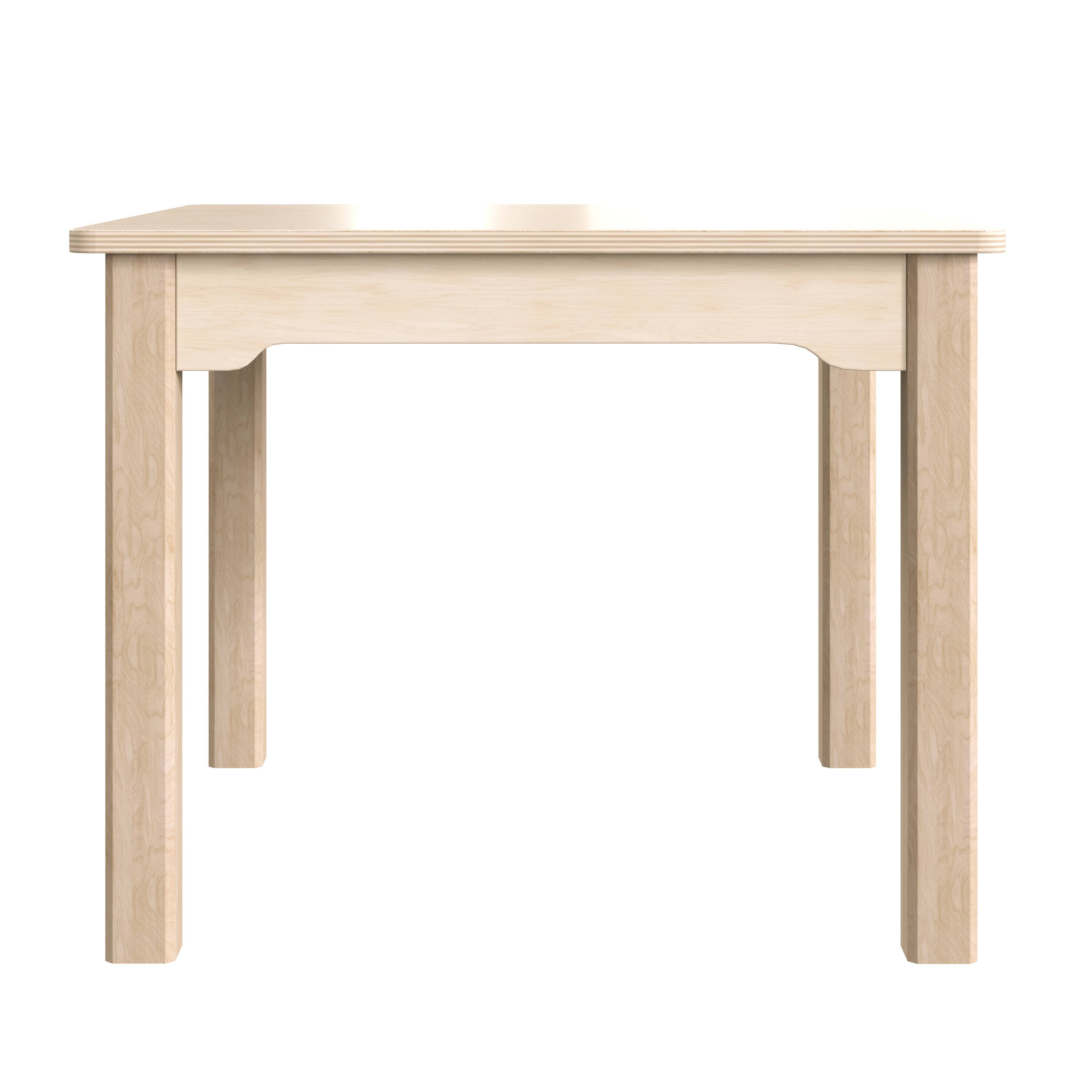 Angle. Flash Furniture - Bright Beginnings Commercial Grade Wooden Square Preschool Classroom Activity Table, (23.5"W x 18"H), Beech - Natural.