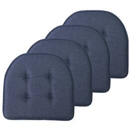 Sweet Home Collection - Solid Color U Shaped Memory Foam 17" x 16" Chair Cushions, 4-Pack - Denim