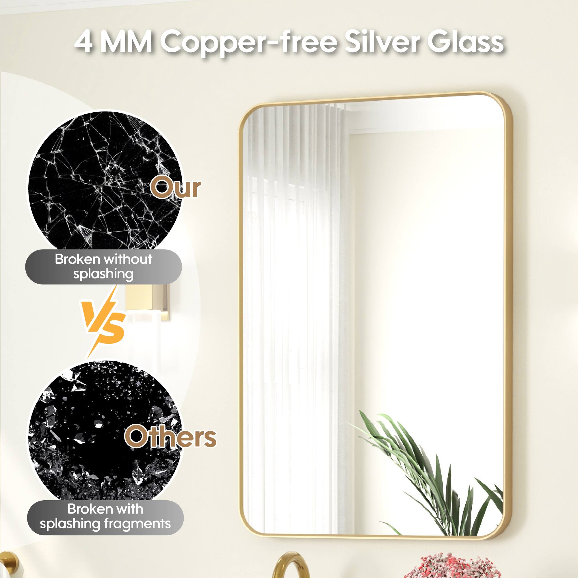 4 MM Copper-free Silver Glass

Our
Broken without splashing

vs

Others
Broken with splashing fragments