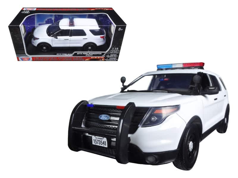 2015 Ford PI Utility Interceptor Police Car with Light Bar Plain White 1/18 Diecast Model Car by Motormax price history on PriceWatchPro