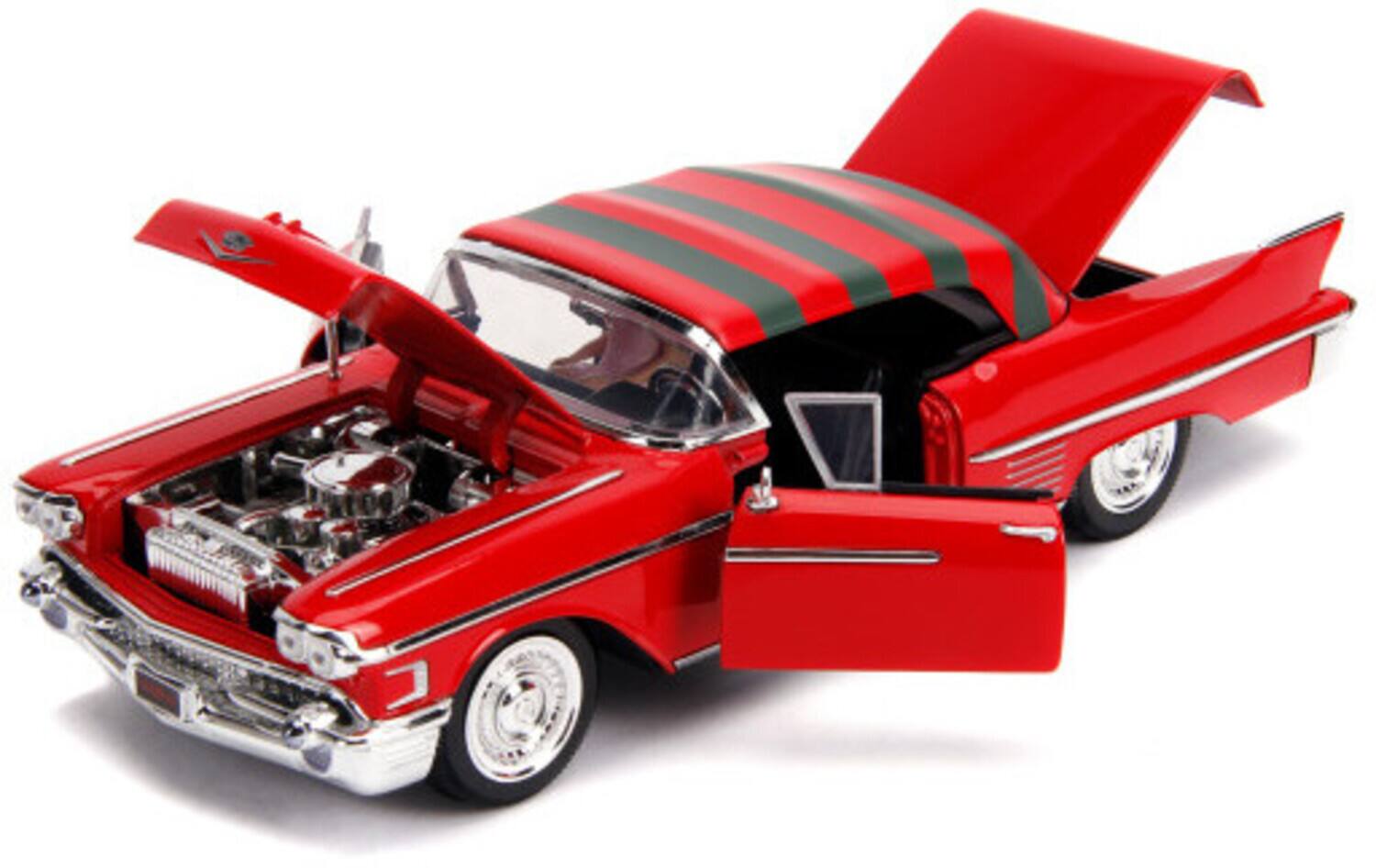 Alt View 1. Jada Toys - Jada Toys - 1:24 1958 Cadillac Series 62 - Nightmare On Elm Street - Freddy Krueger Figure   - Collectibles - Multicolor.