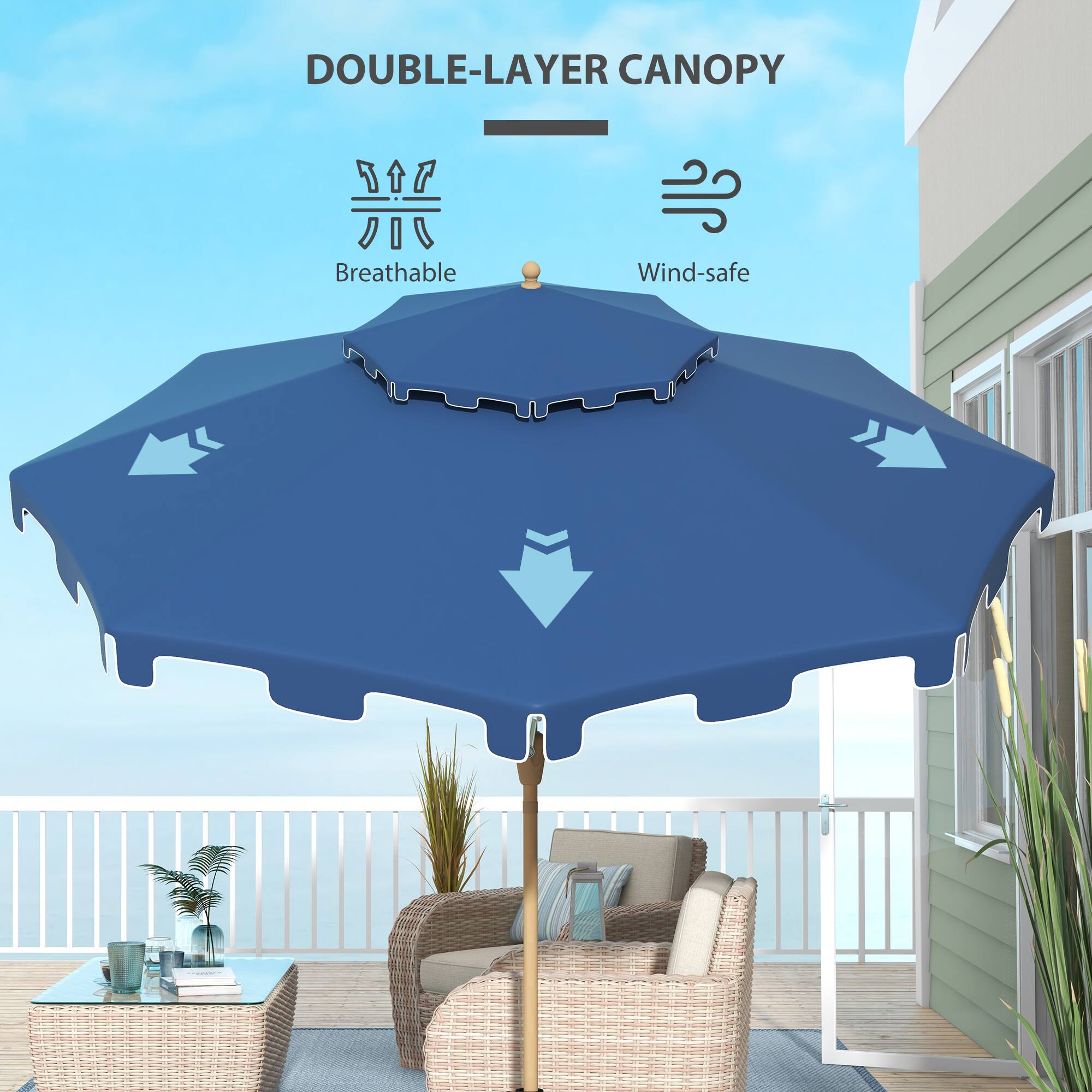 DOUBLE-LAYER CANOPY
Breathable
Wind-safe