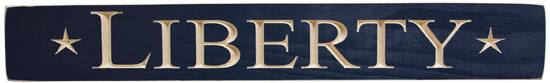 Front. BreeBe - Liberty Engraved Sign  24" x 3.5" - Blue.