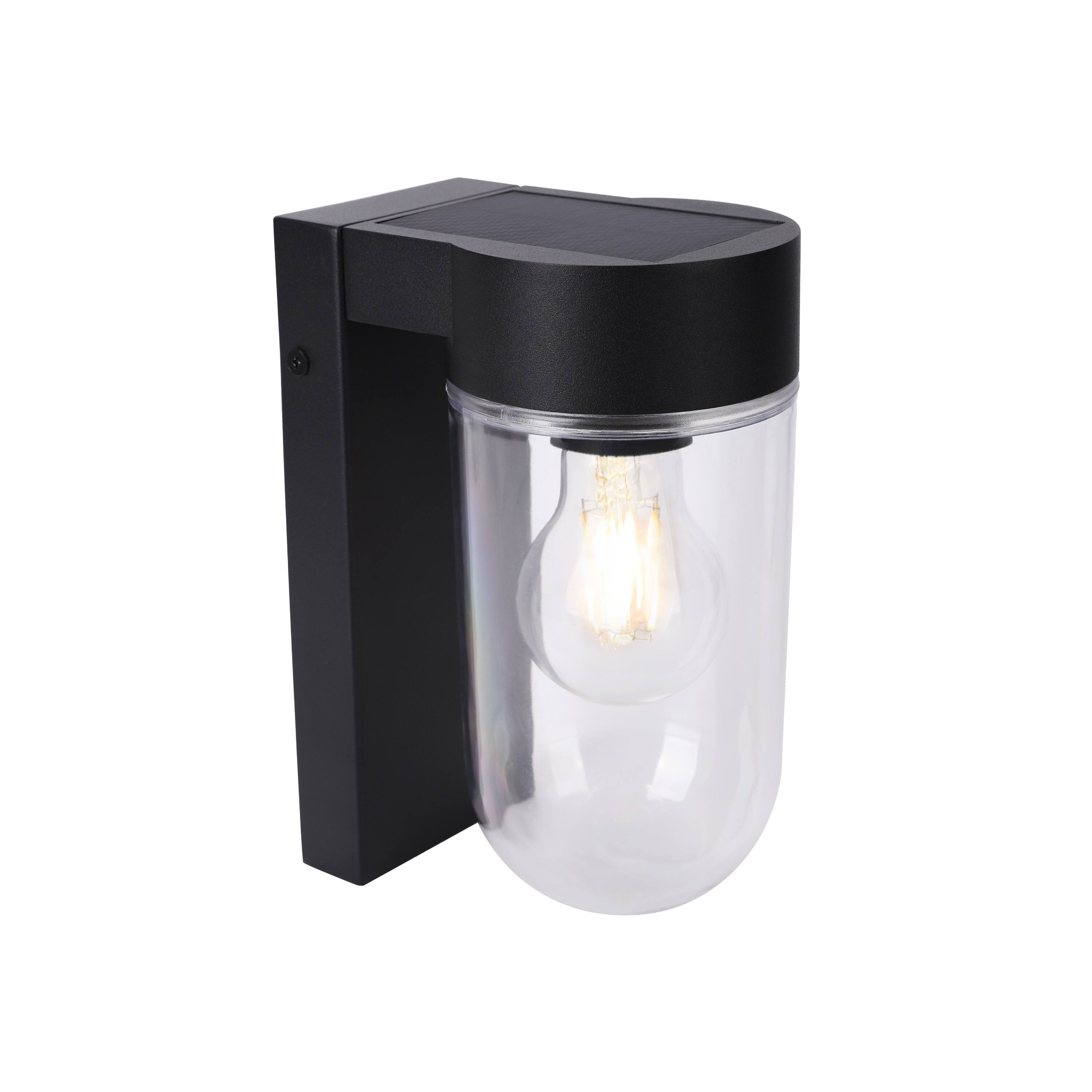 Front. Techko - Outdoor Solar Aluminum Motion Sensor Wall Sconce with Edison Bulb & Carbon Trim.