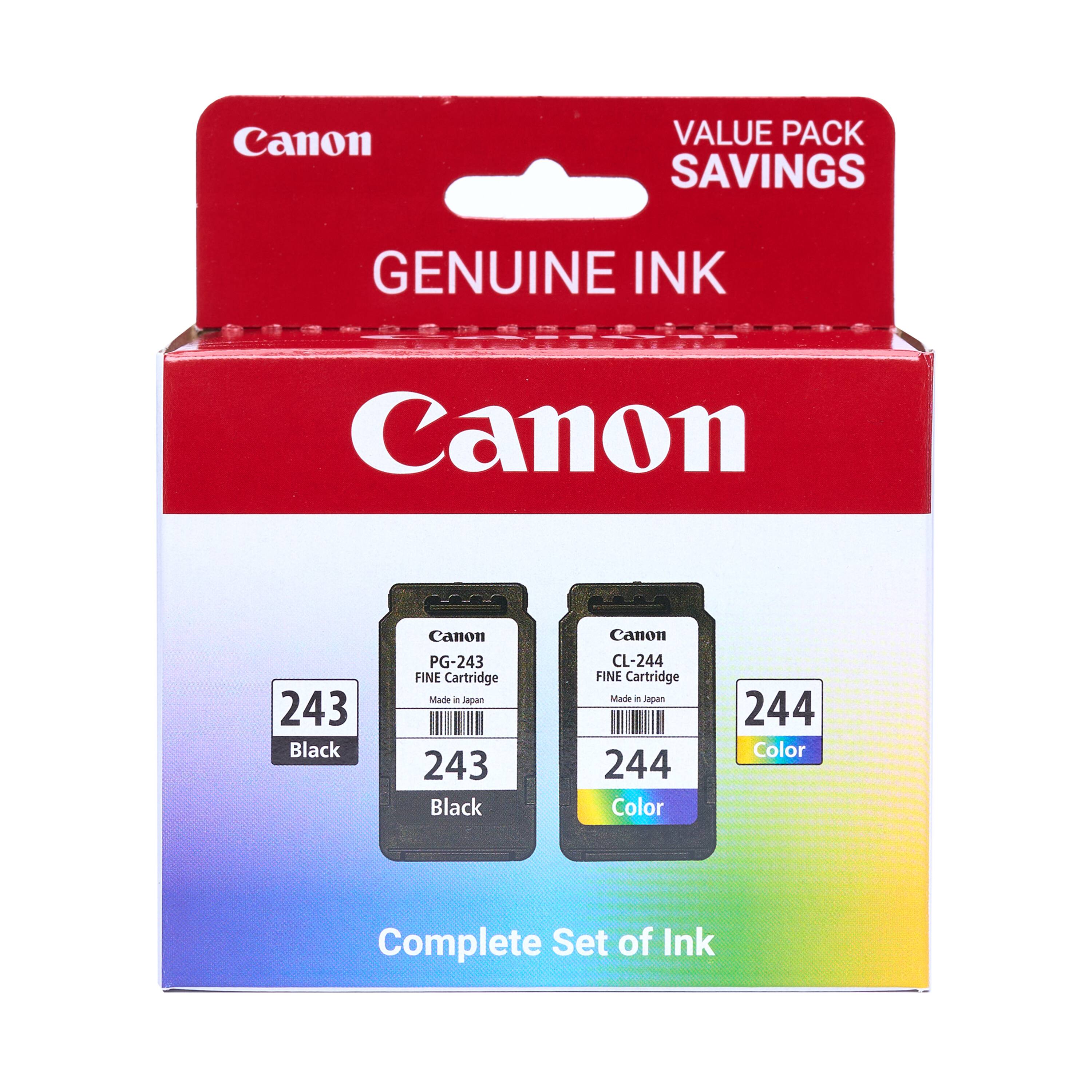 Canon Value Pack Saving Genuine Ink Canon 243 Black Canon PG-243 FINE Cartridge Made in Japan 243 Black Canon CL-244 FINE Cartridge Made in Japan 244 Color 244 Color Complete Set of Ink