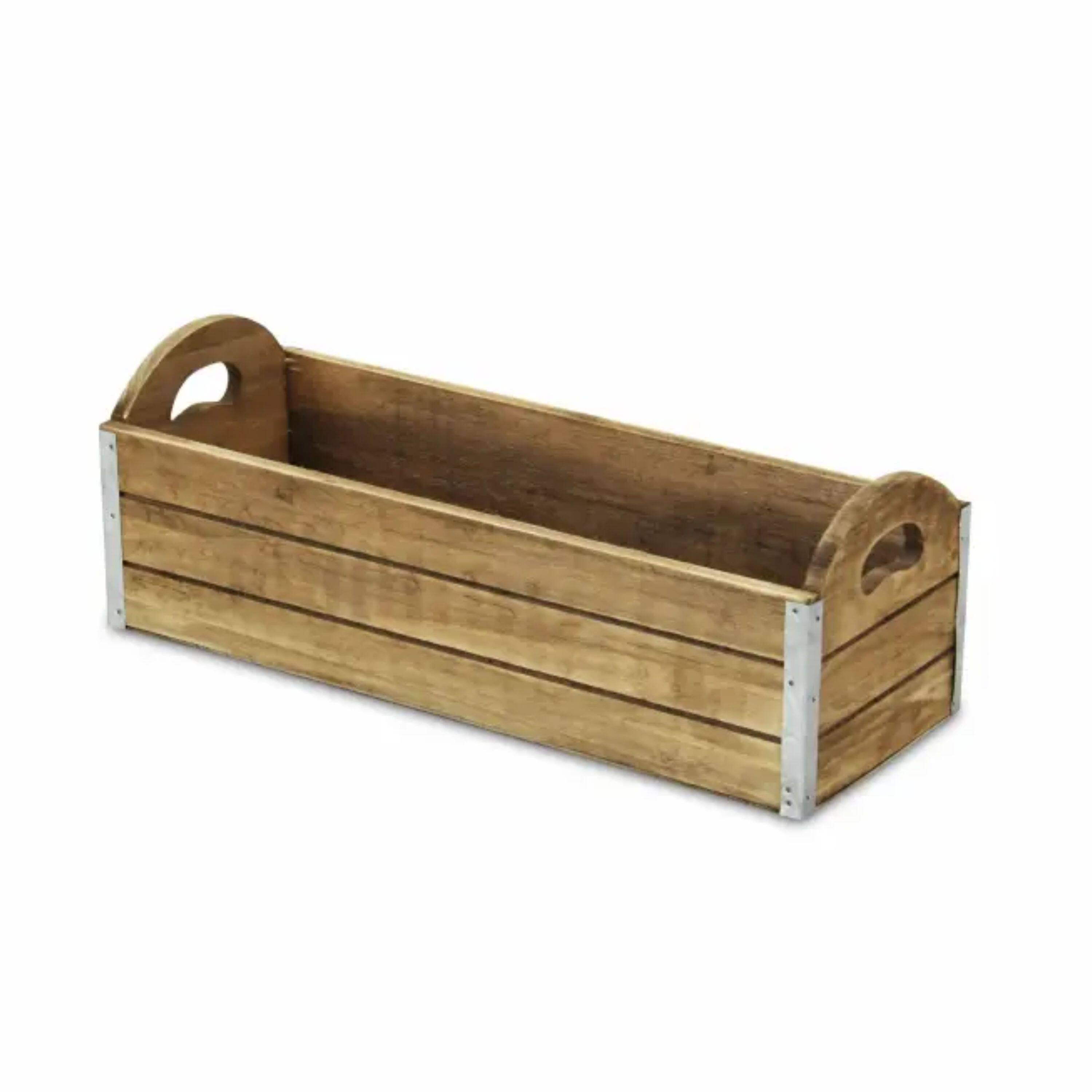 Angle. Kitcheniva - 14" Brown Solid Wood Organizer Box - Wood.