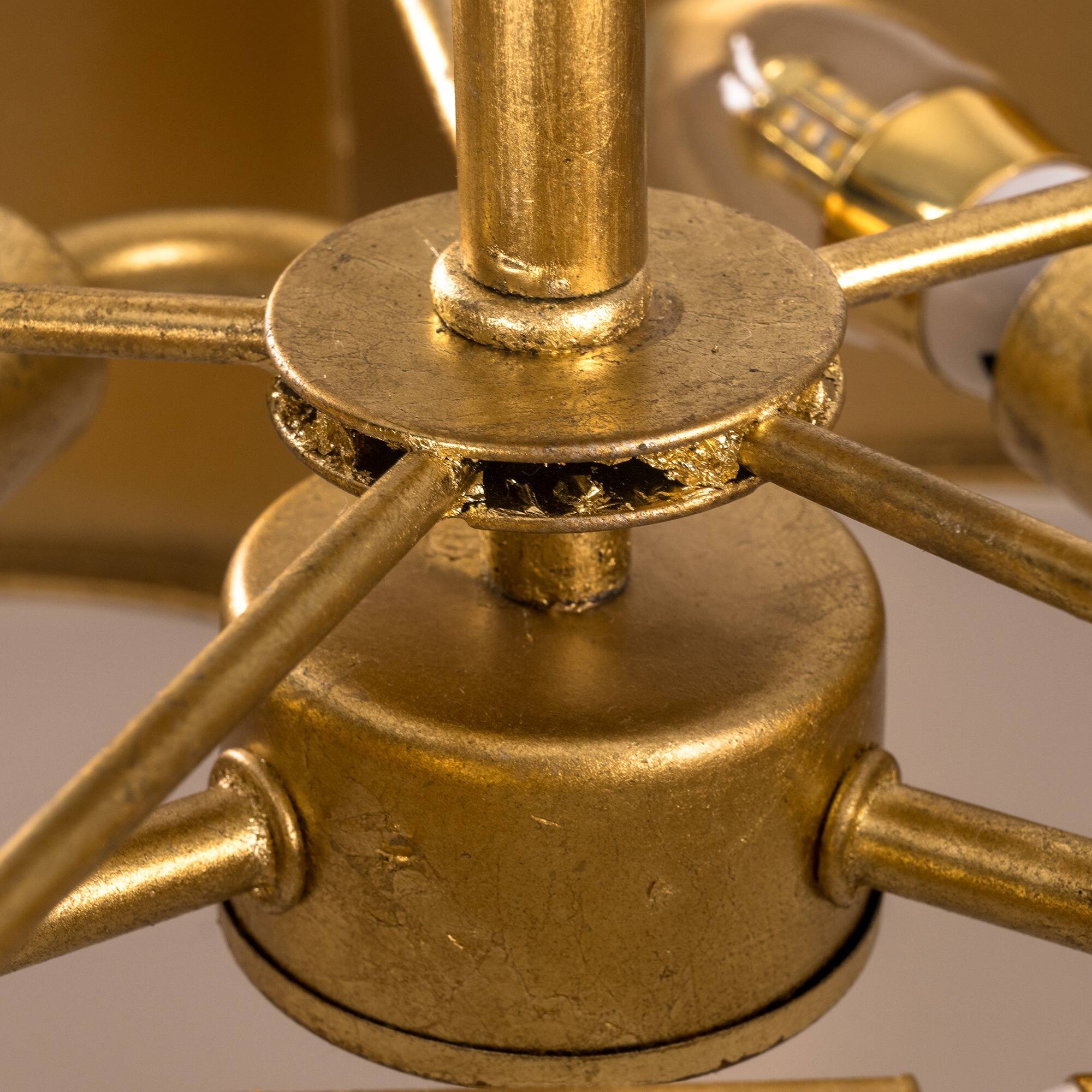 Alt View 4. Parrot Uncle - 15.4" Distressed Gold 3-Light Flower Semi-Flush Mount Ceiling Light - Gold.