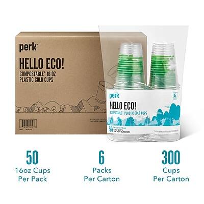 perk HELLO ECO! COMPOSTABLE* 16 OZ PLASTIC COLD CUPS

50 16oz Cups Per Pack

6 Packs Per Carton

300 Cups Per Carton