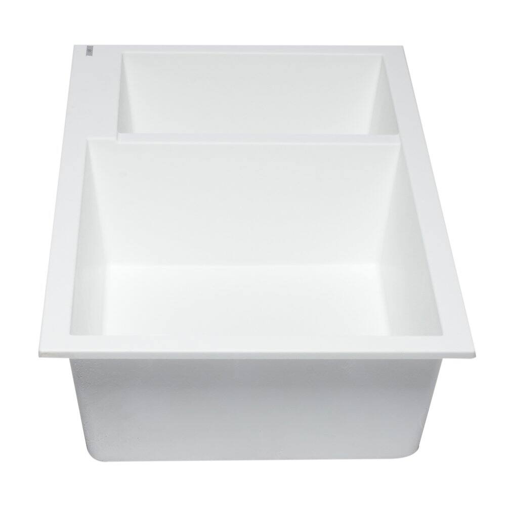 Alt View 3. Alfi - ALFI brand White 34 Double Bowl Undermount Granite Composite Kitchen Sink - White.