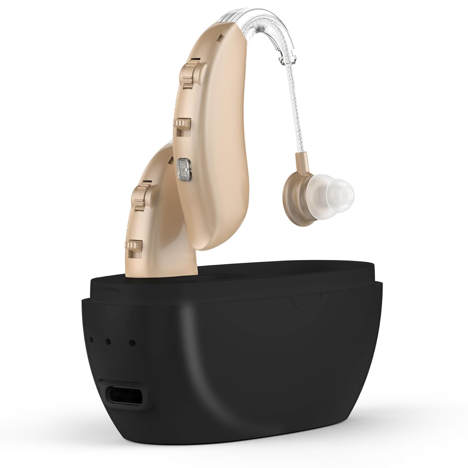 Front. MEDca - Rechargeable Hearing Aids for Seniors – BTE Digital Amplifiers w/ Noise Cancelling, 4 Modes, Easy Use, Beige - Beige.