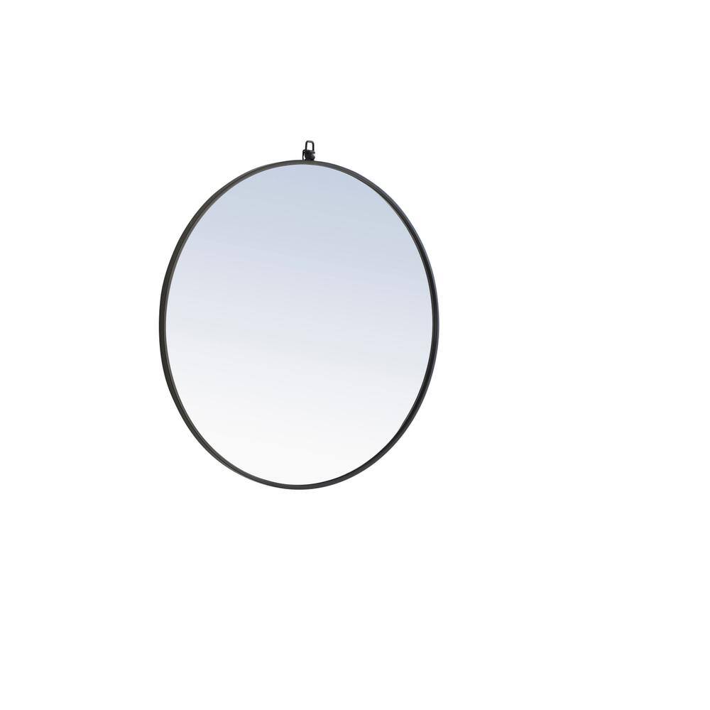 Alt View 4. Elegant Decor - Metal frame Round Mirror with decorative hook 32 inch Black finish - Black.