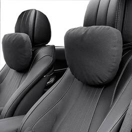 Equipd - 2Pcs Car Headrest Neck Pillow, Universal Premium Suede Leather Soft and Comfortable Headrest, Three Gears Adjustment - Black