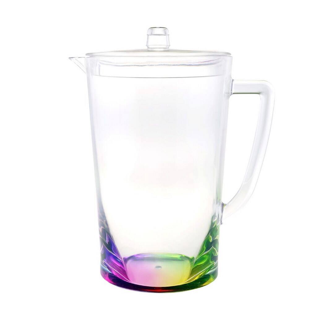 Front. APRILSOUL - Quarts Water Pitcher with Lid Oval Halo Design Unbreakable Plastic BPA Free Juice Pitcher - white.